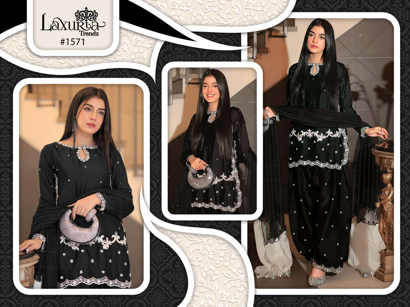 LAXURIA TRENDZ 1571 PURE SATIN EMBROIDERY PAKISTANI DRESS-00005