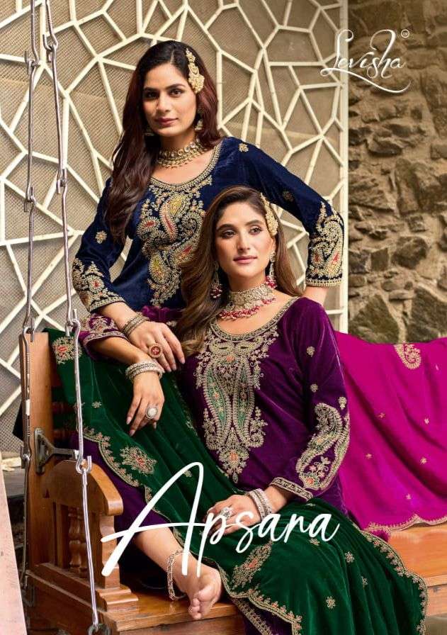 LEVISHA APSARA 1001 TO 1006 SERIES PURE VELVET EMBROIDERY PAKISTANI DRESSES-00011
