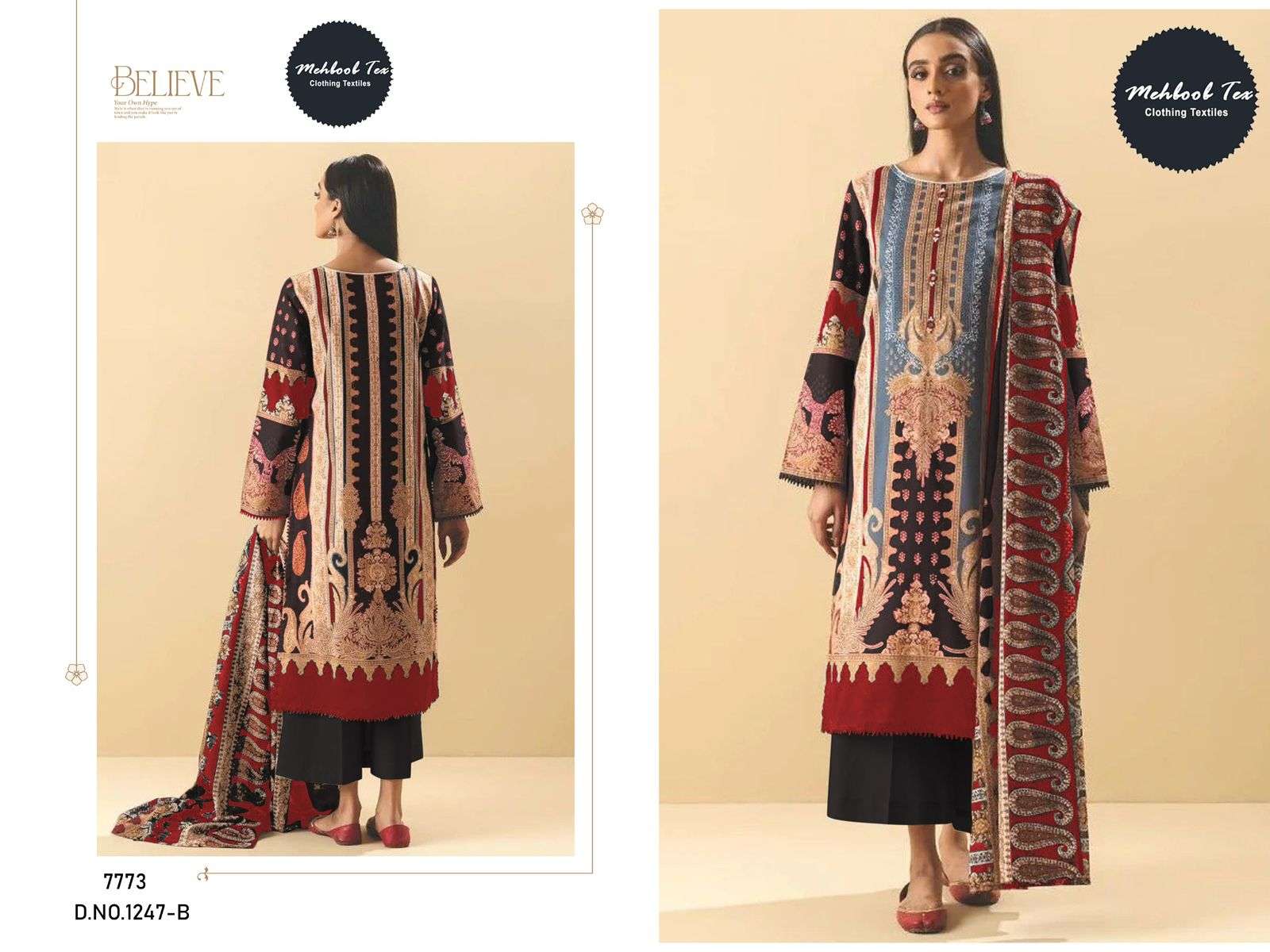 MEHBOOB TEX 1247 PURE COTTON EMBROIDERY PAKISTANI DRESS-00071
