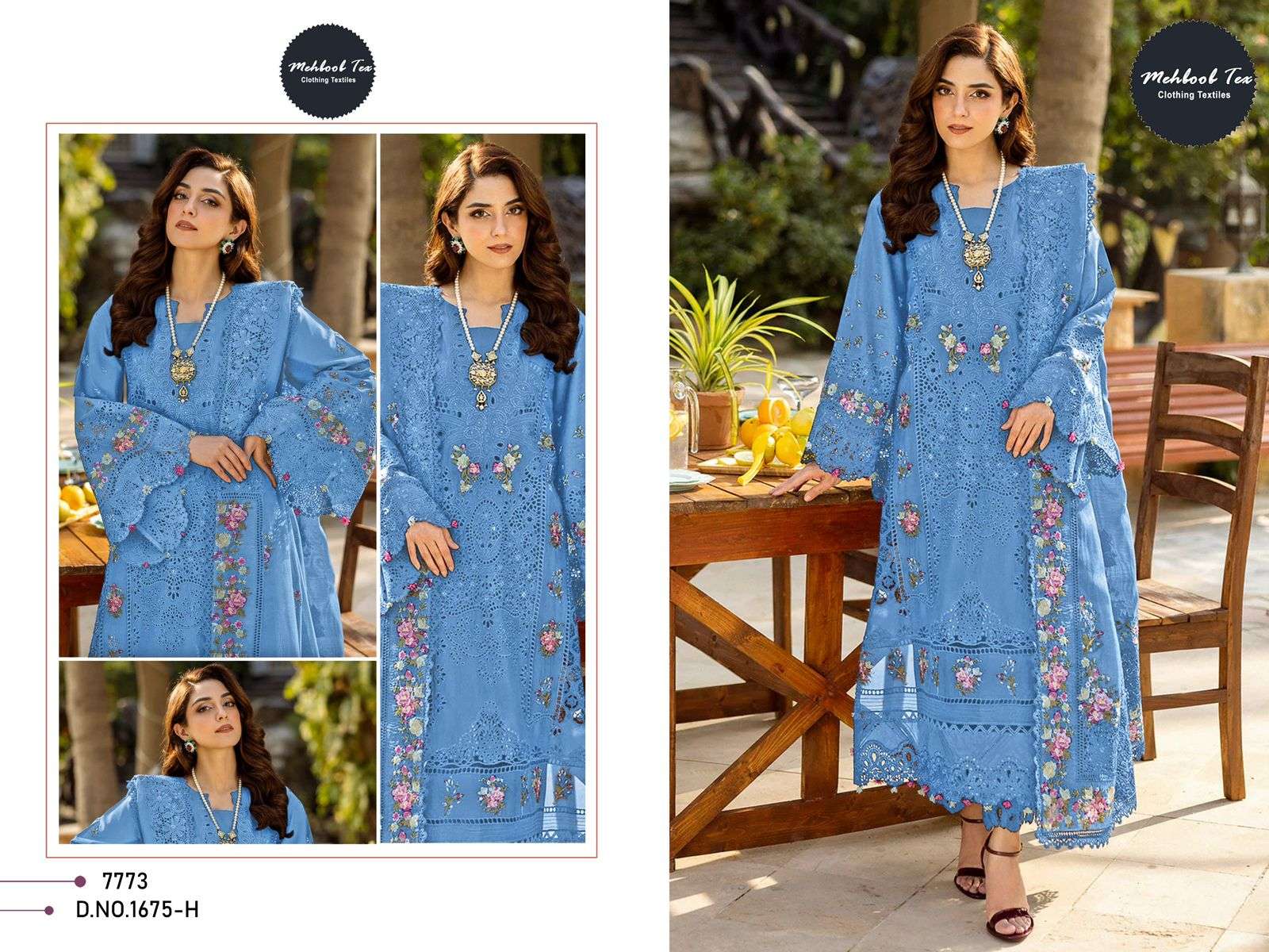 MEHBOOB TEX 1675 F OR H SERIES PURE COTTON EMBROIDERY PAKISTANI DRESSES-00071