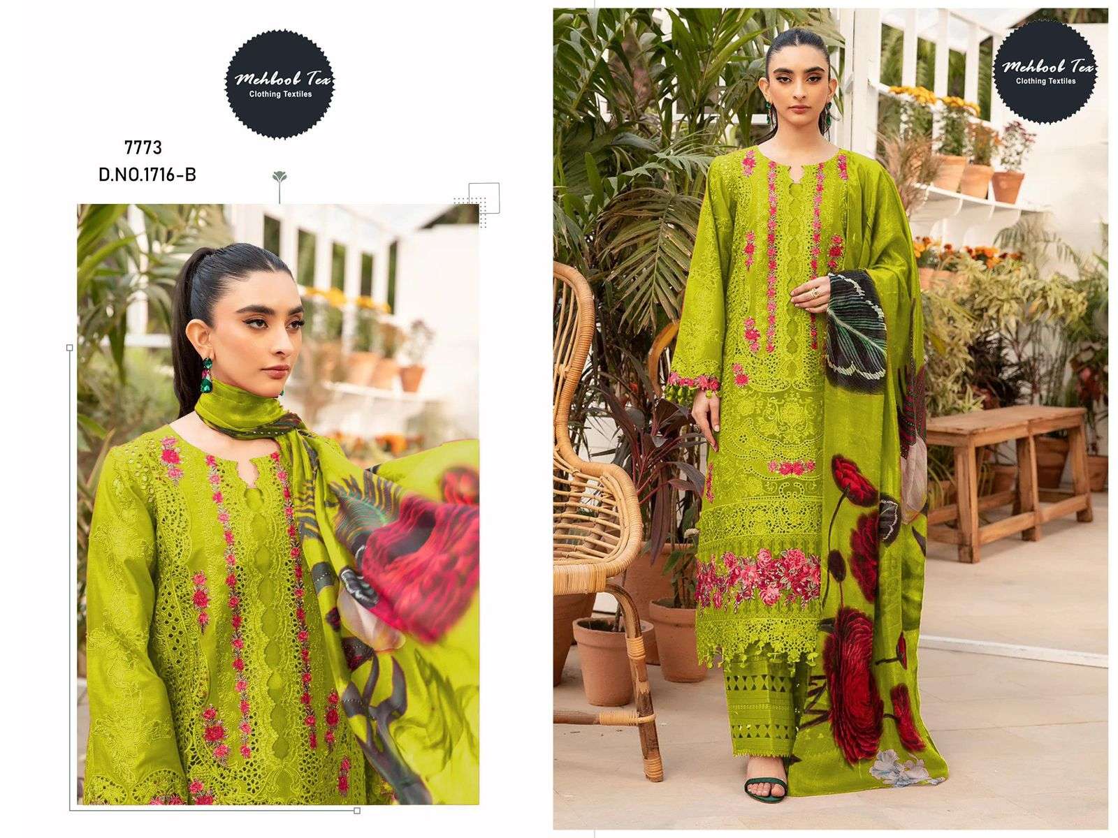 MEHBOOB TEX 1716 PURE COTTON EMBROIDERY PAKISTANI DRESSES-00071