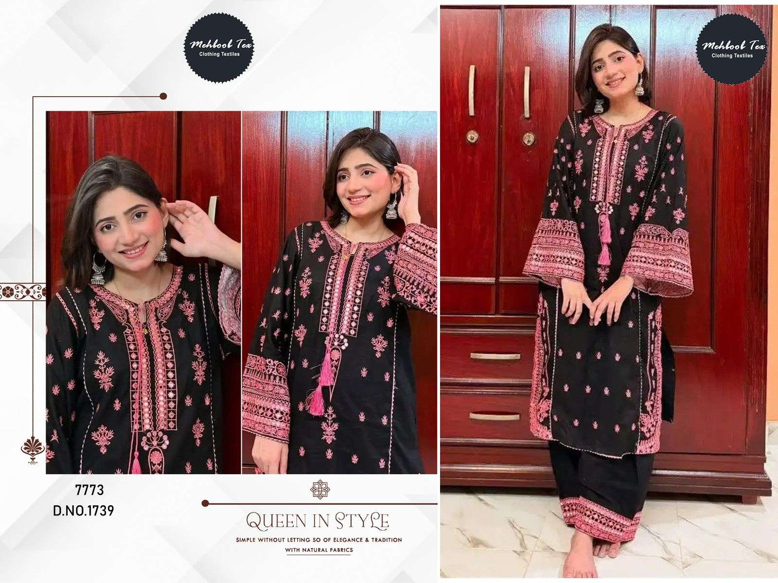 MEHBOOB TEX 1739 PURE RAYON EMBROIDERY PAKISTANI DRESS-00071
