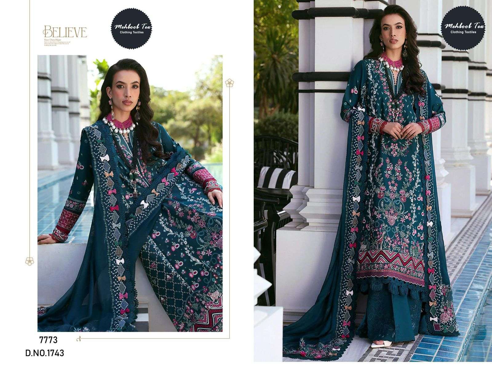 MEHBOOB TEX 1743 OR 1744 SERIES PURE COTTON EMBROIDERY PAKISTANI DRESSES-00071