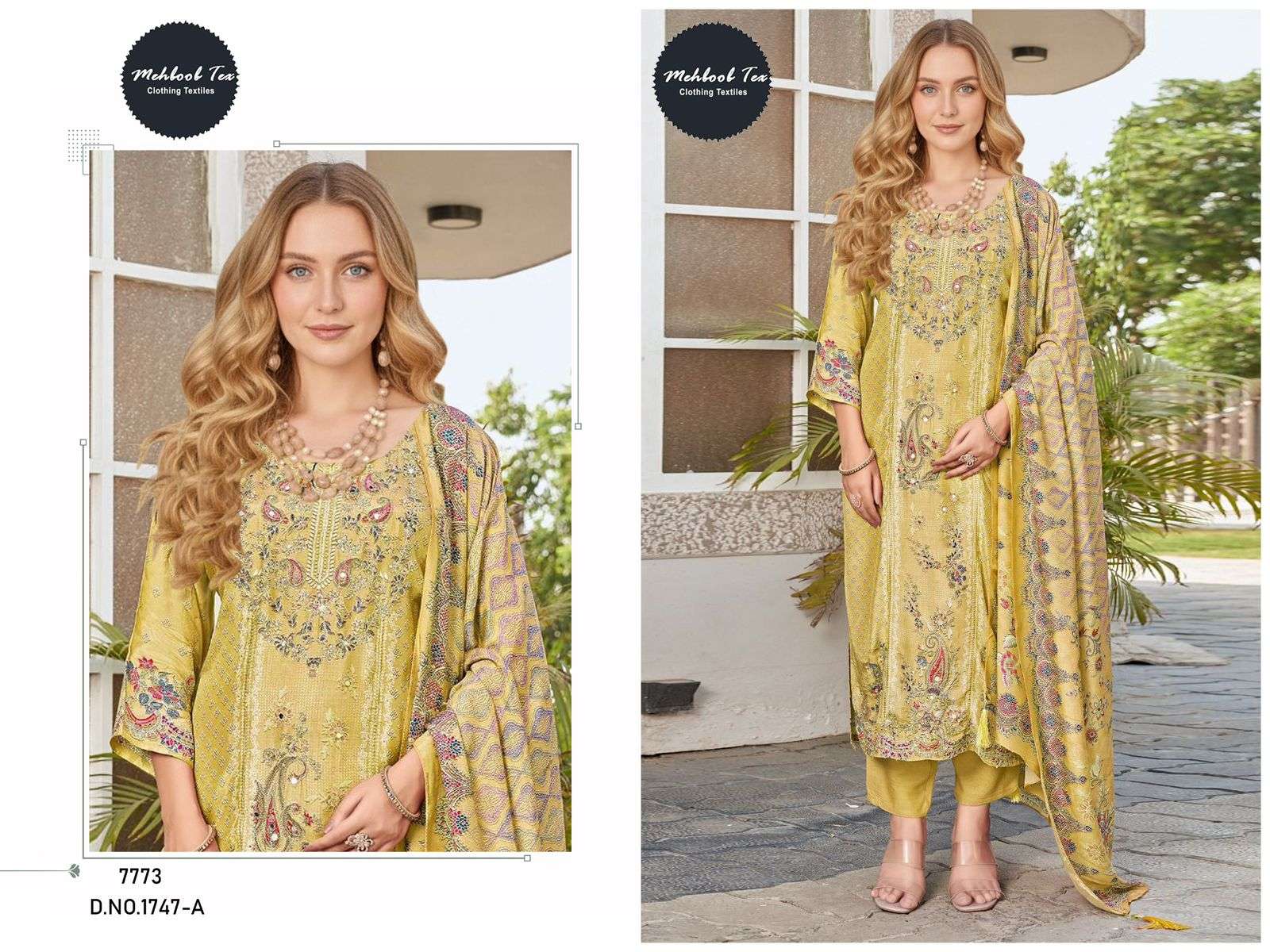 MEHBOOB TEX 1747  PURE VISCOSE MUSLIN PAKISTANI DRESSES-00062 