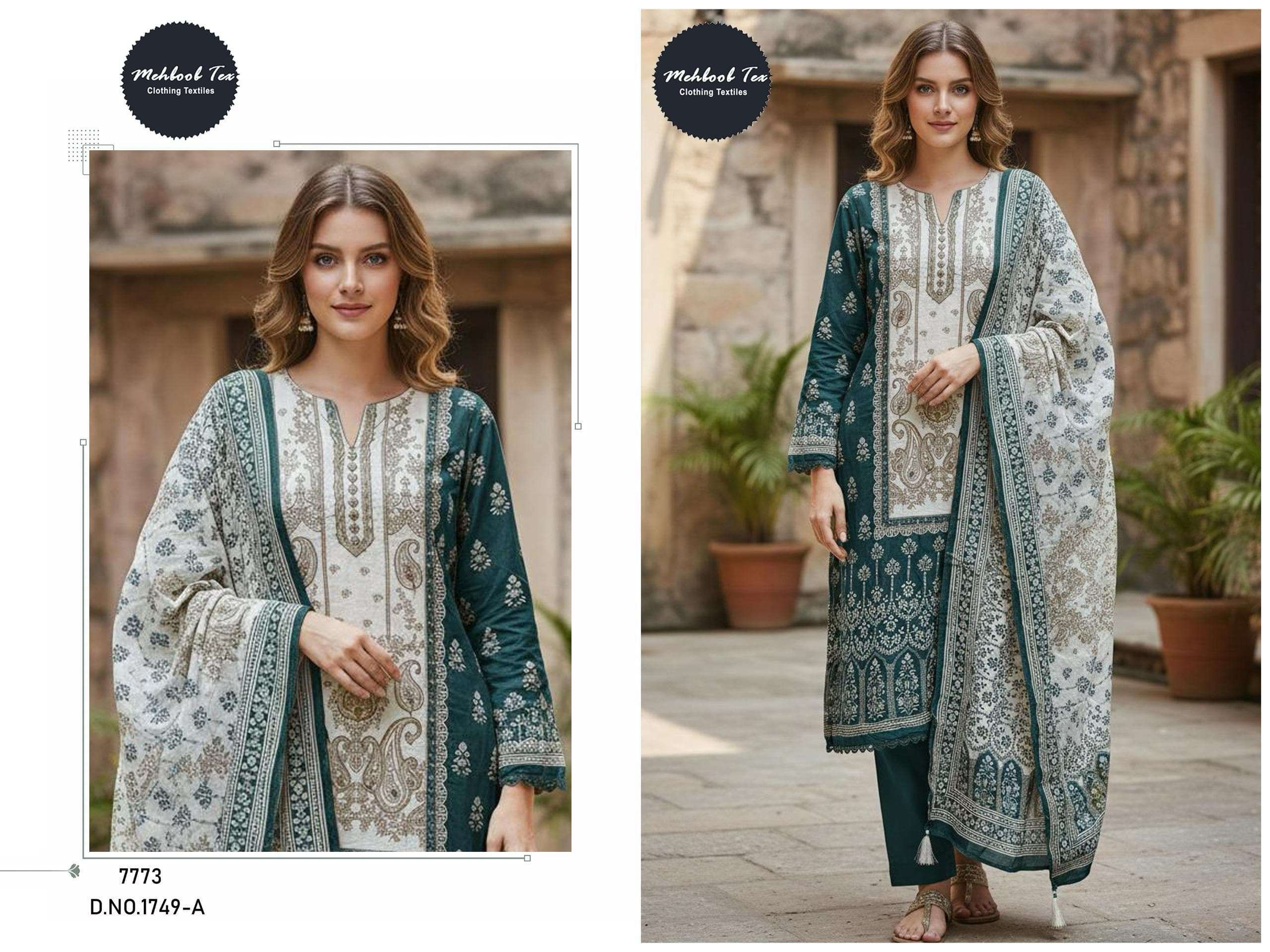 MEHBOOB TEX 1749 PURE VISCOSE MUSLIN PAKISTANI DRESSES-00062 
