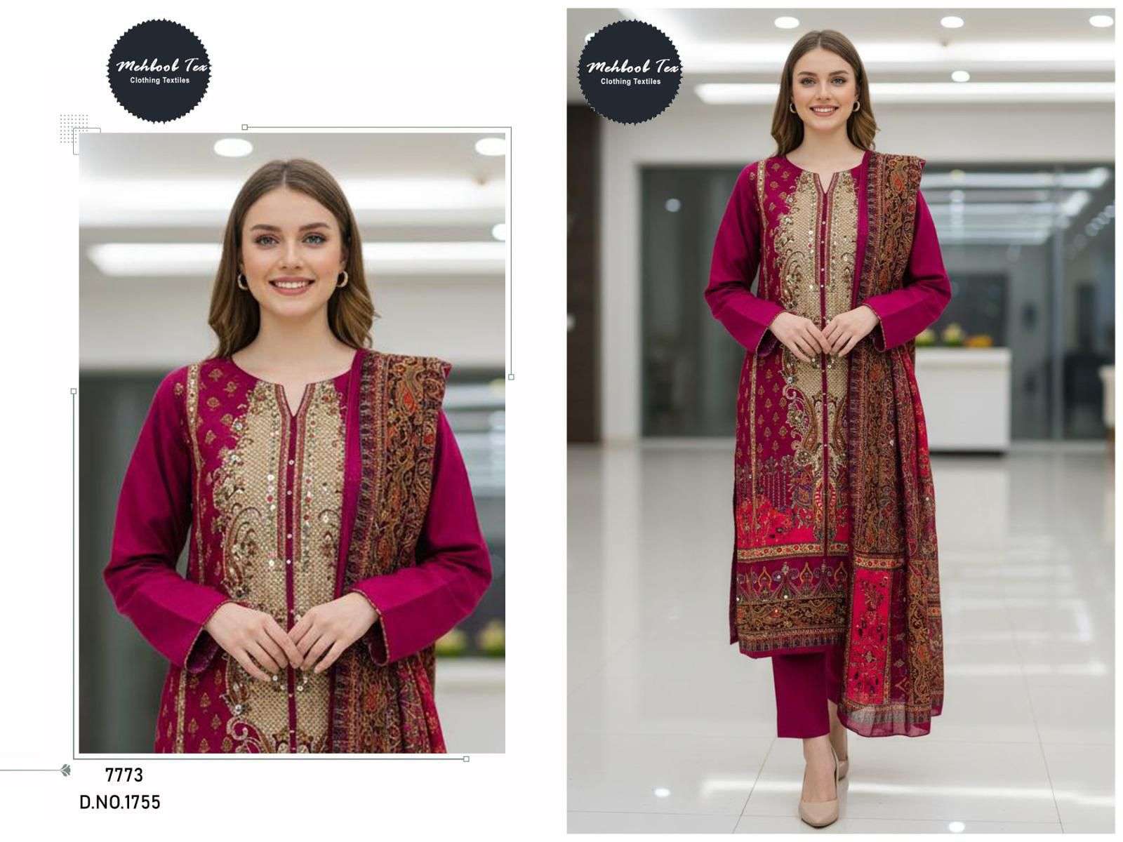MEHBOOB TEX 1755 PURE VISCOSE MUSLIN PRINTED PAKISTANI DRESS-00071