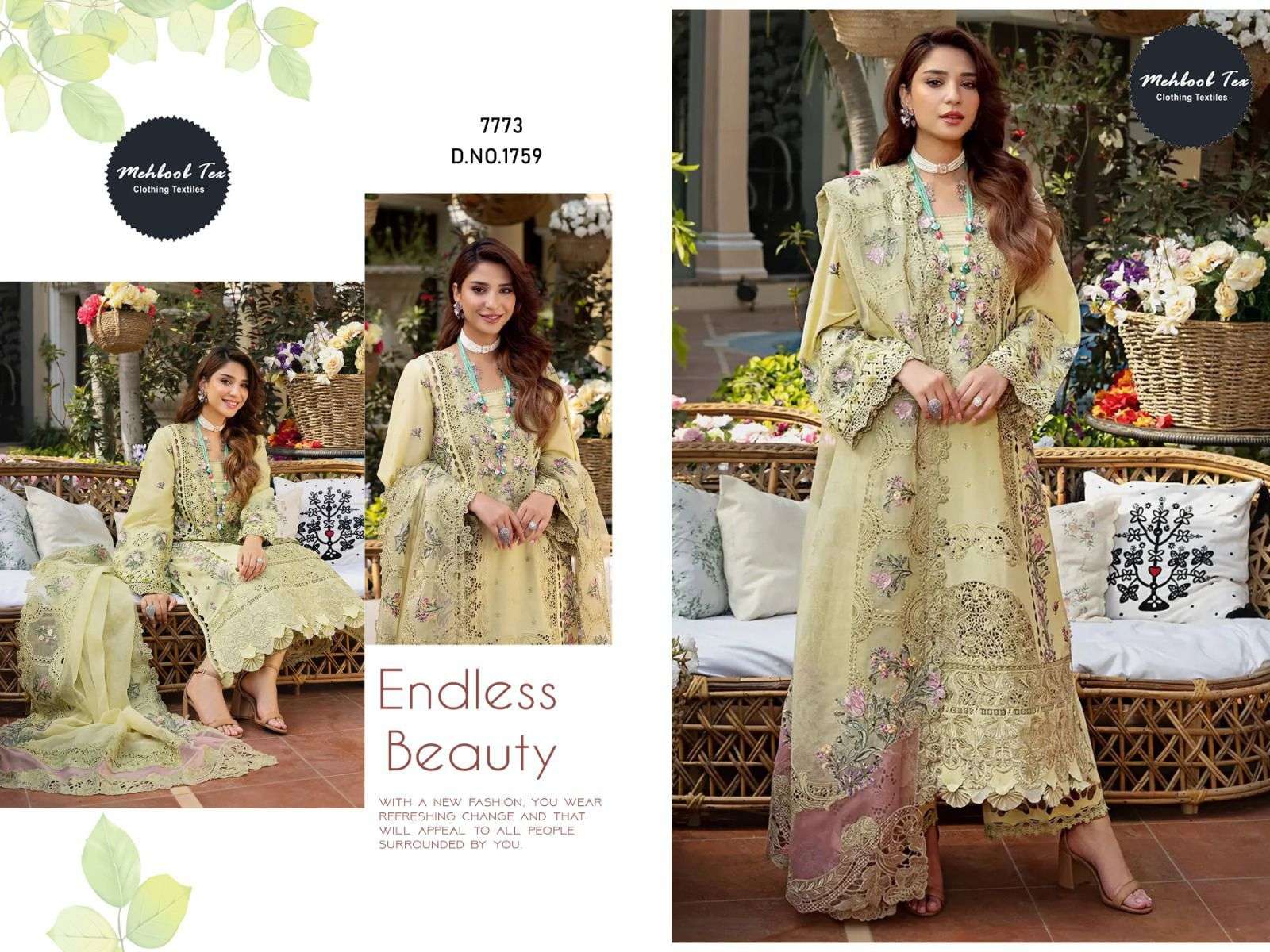MEHBOOB TEX 1759 PURE COTTON EMBROIDERY PAKISTANI DRESS-00071