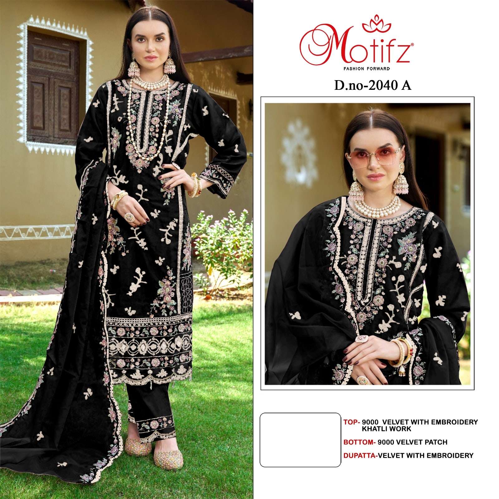 MOTIFZ 2040 PURE 9000 VELVET EMBROIDERY PAKISTANI DRESSES-00201