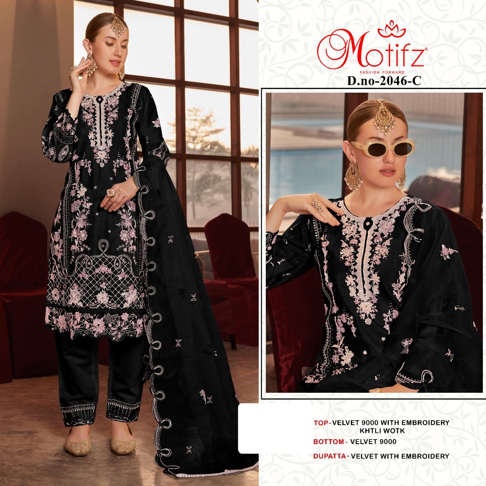 MOTIFZ 2046 PURE 9000 VELVET EMBROIDERY PAKISTANI DRESSES-00201