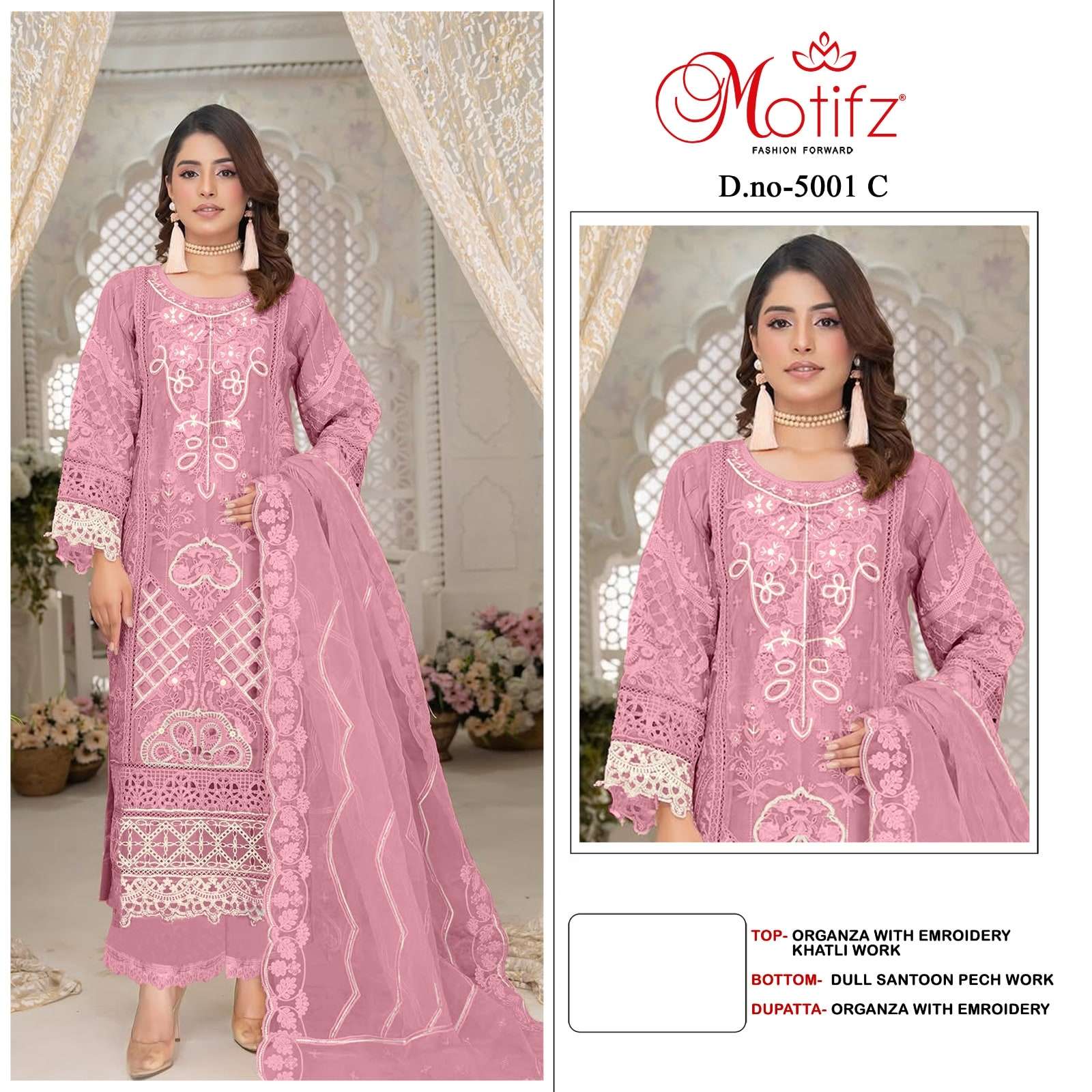 MOTIFZ 5001 SERIES PURE ORGANZA EMBROIDERY PAKISTANI DRESSES-00201