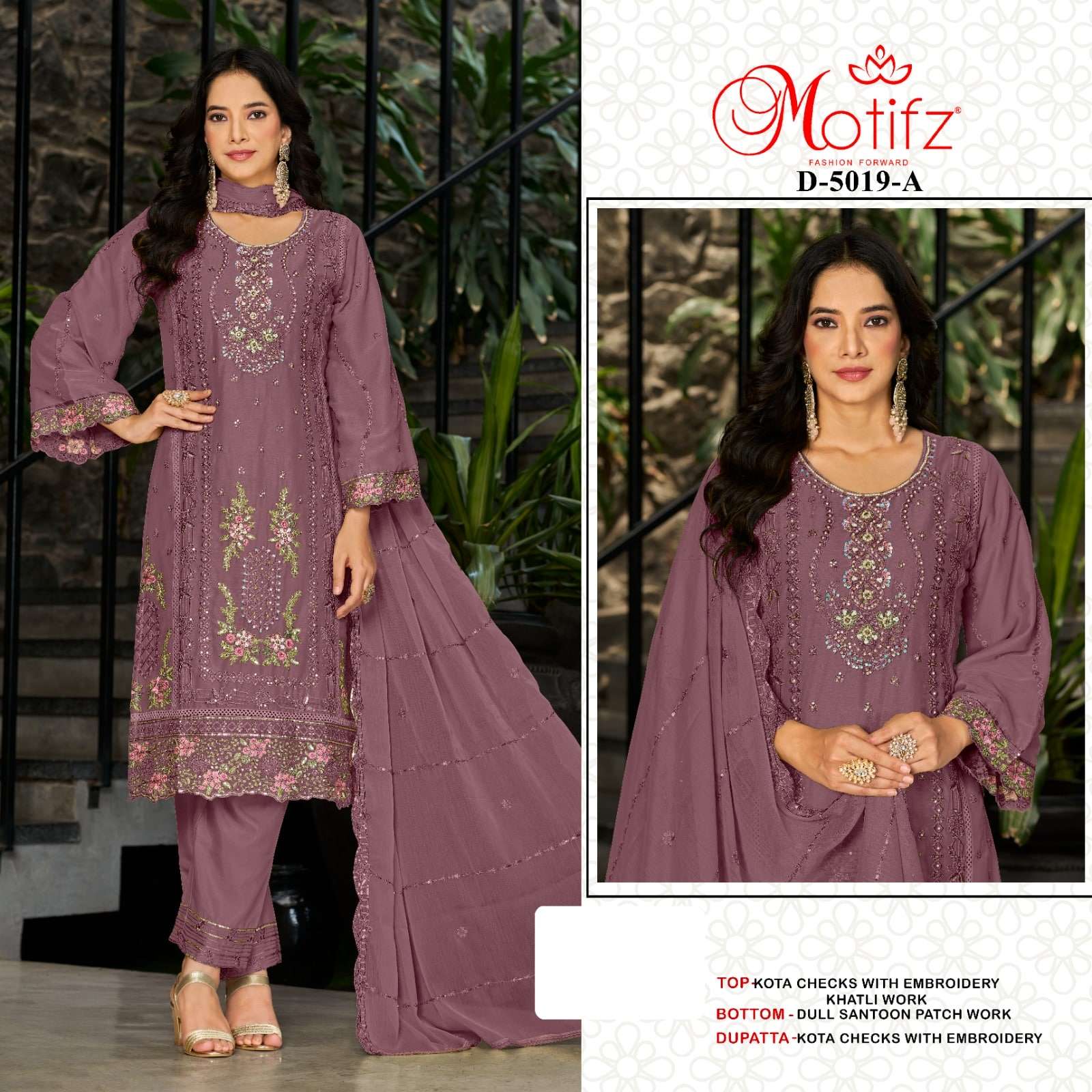 MOTIFZ 5019 E SERIES PURE KOTA CHECKS EMBROIDERY PAKISTANI DRESSES-00201