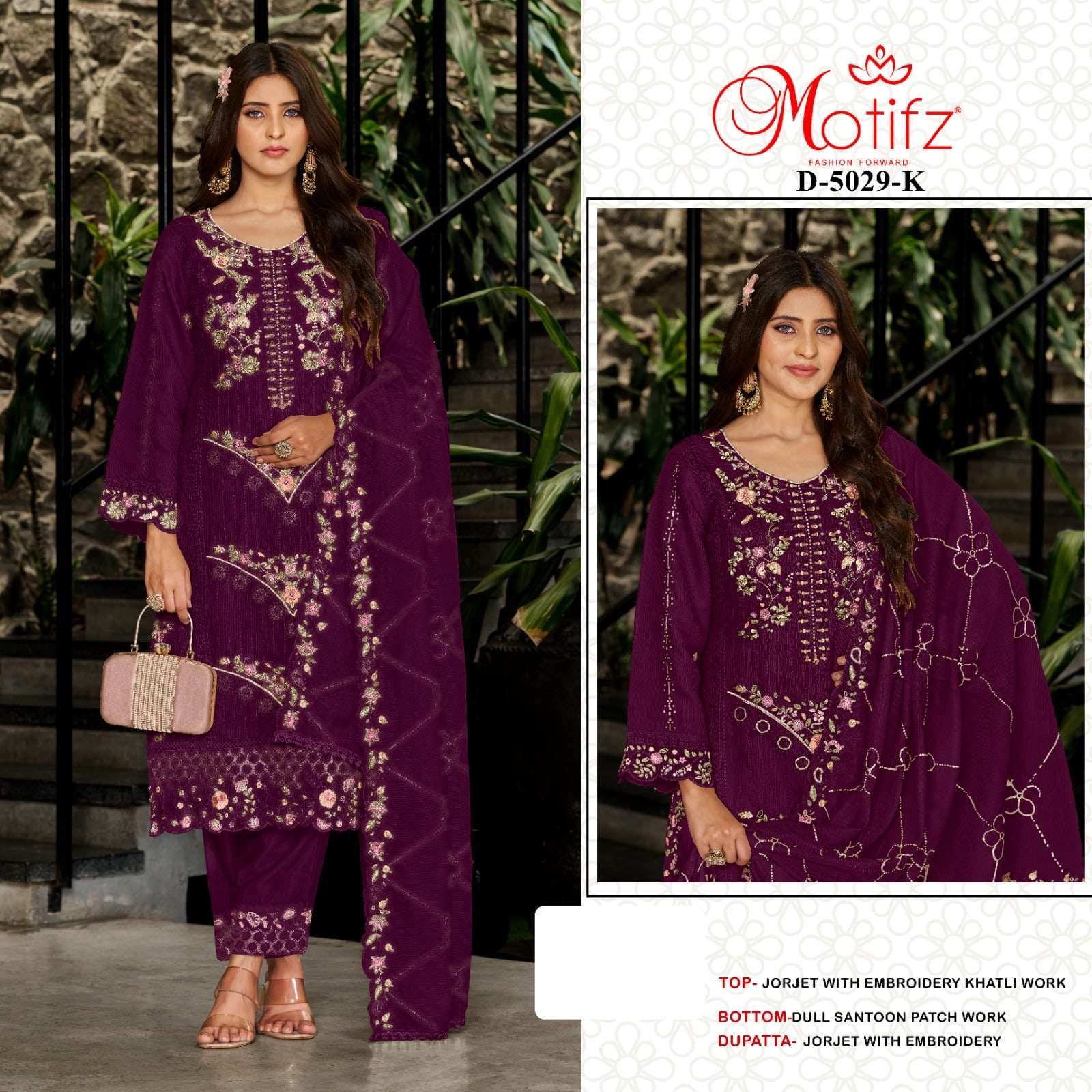 MOTIFZ 5029 H TO K SERIES PURE GEORGETTE EMBROIDERY PAKISTANI DRESSES-00201