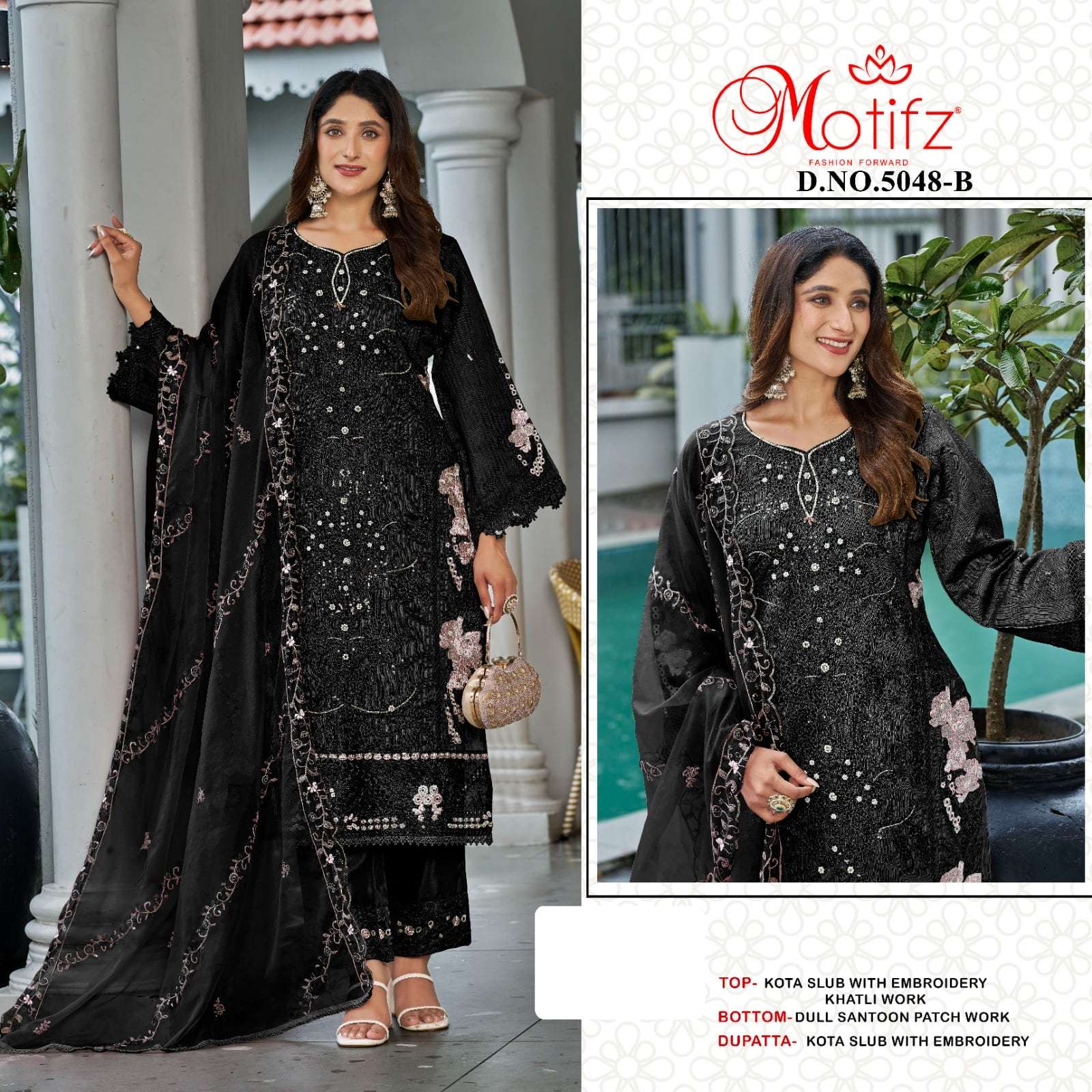 MOTIFZ 5048 SERIES PURE KOTA SULB  EMBROIDERY PAKISTANI DRESSES-00201