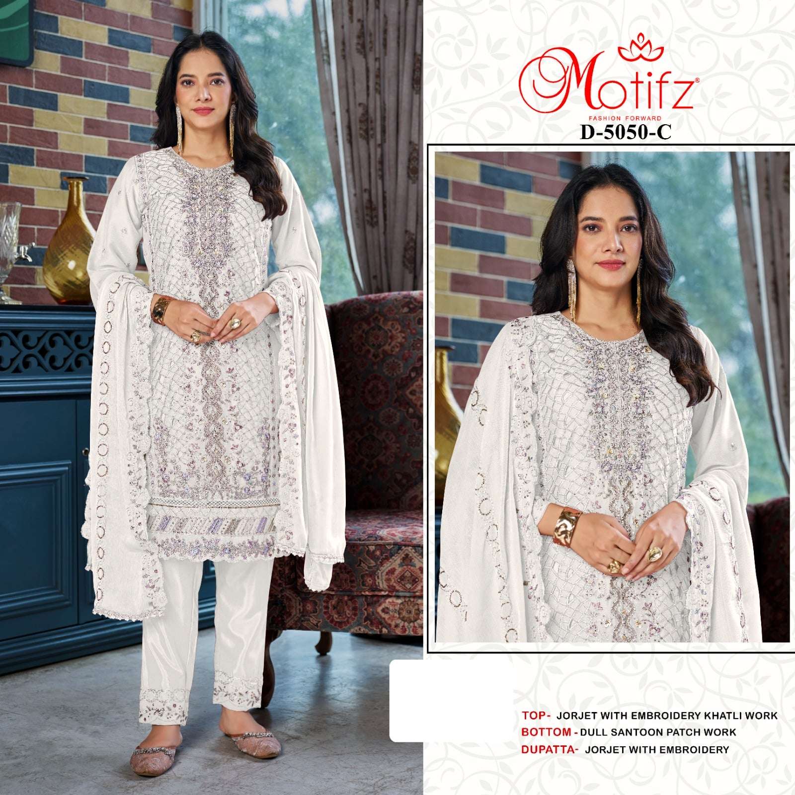 MOTIFZ 5050 SERIES PURE GEORGETTE EMBROIDERY PAKISTANI DRESSES-00201