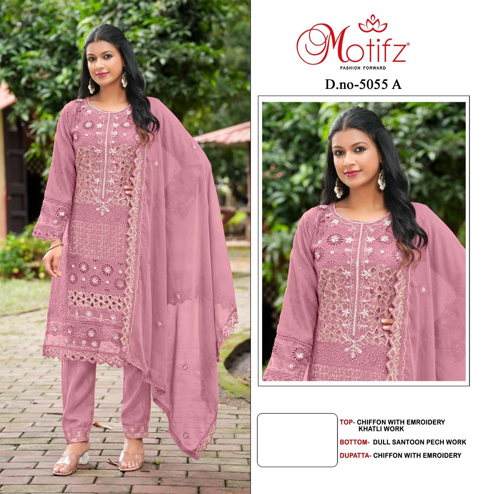 MOTIFZ 5055 SERIES PURE CHIFFON EMBROIDERY PAKISTANI DRESSES-00201