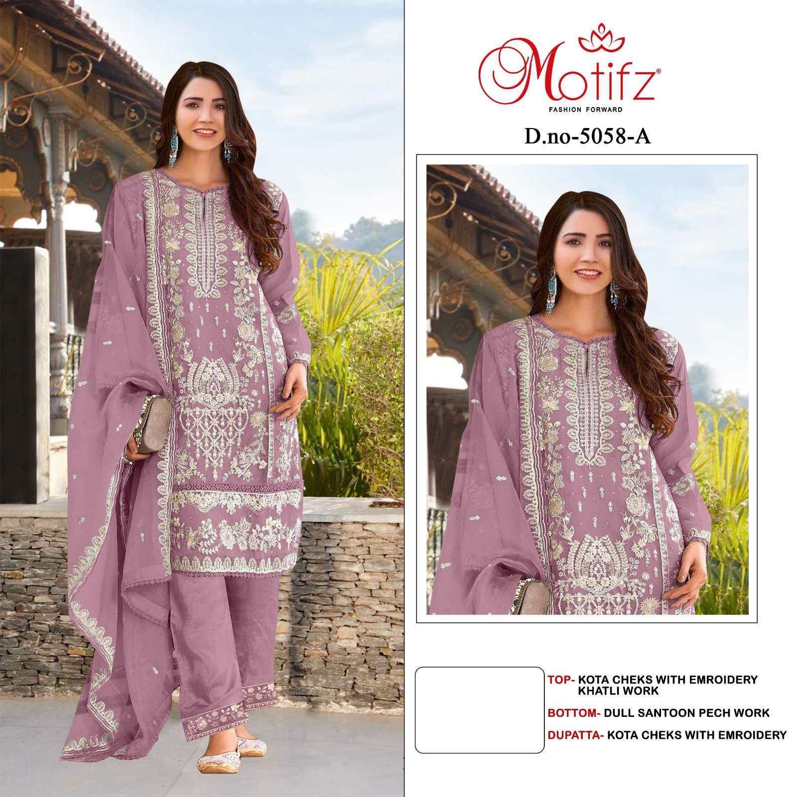 MOTIFZ 5058 SERIES PURE KOTA CHECKS EMBROIDERY PAKISTANI DRESSES-00201