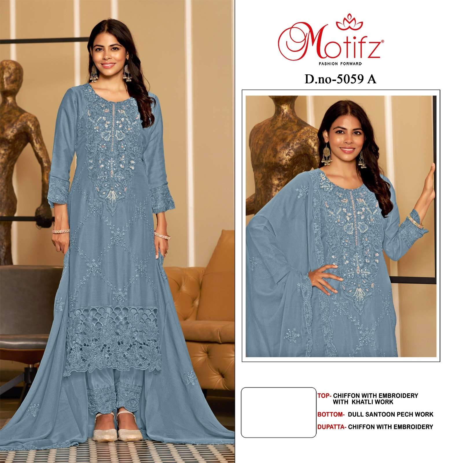 MOTIFZ 5059 SERIES PURE CHIFFON EMBROIDERY PAKISTANI DRESSES-00201