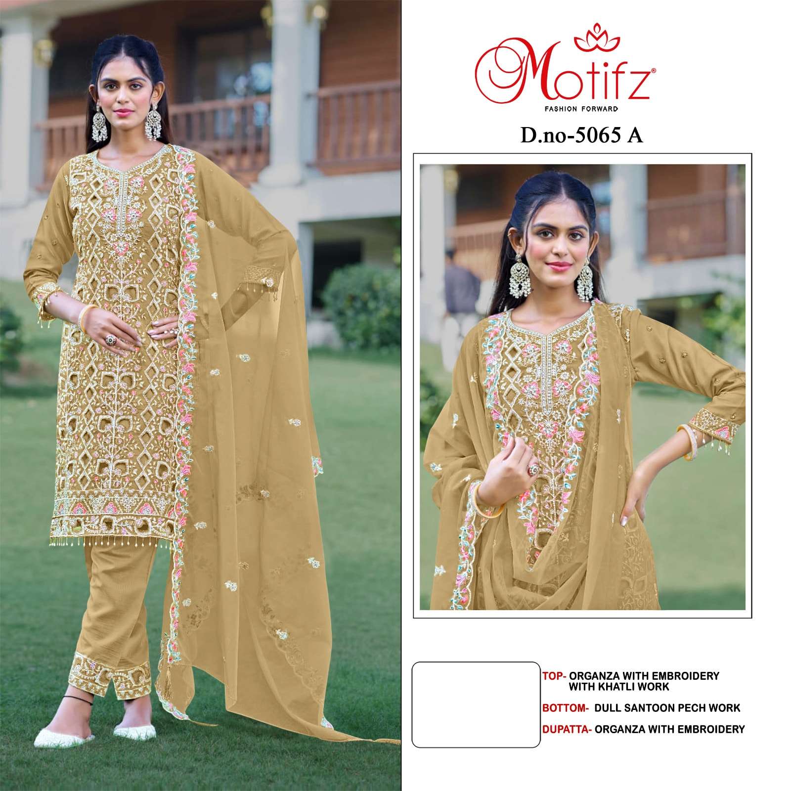 MOTIFZ 5065 PURE ORGANZA EMBROIDERY PAKISTANI DRESSES-00201