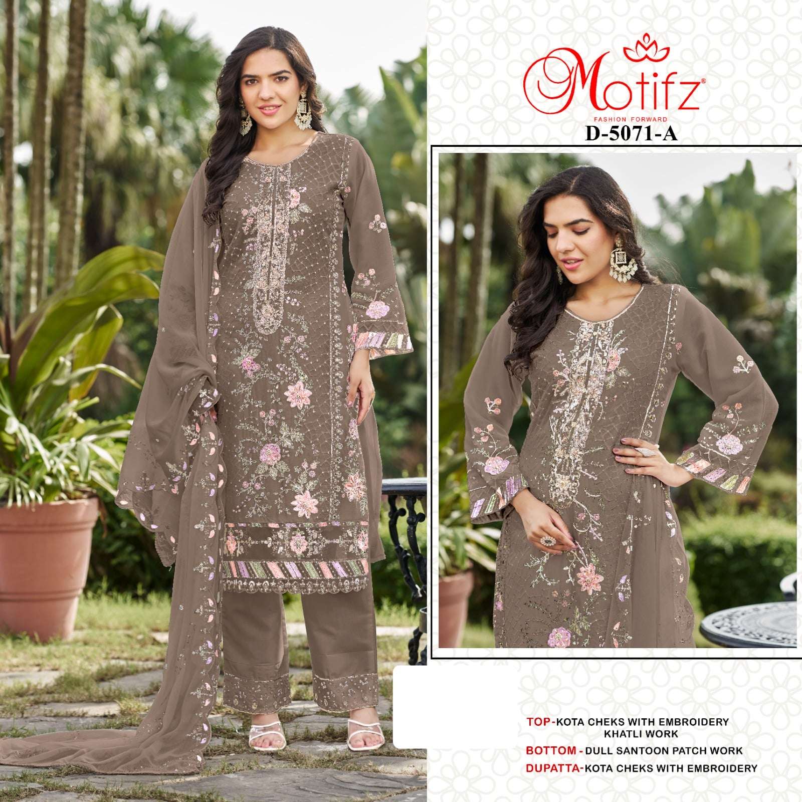 MOTIFZ 5071 SERIES PURE KOTA CHECKS EMBROIDERY PAKISTANI DRESSES-00201