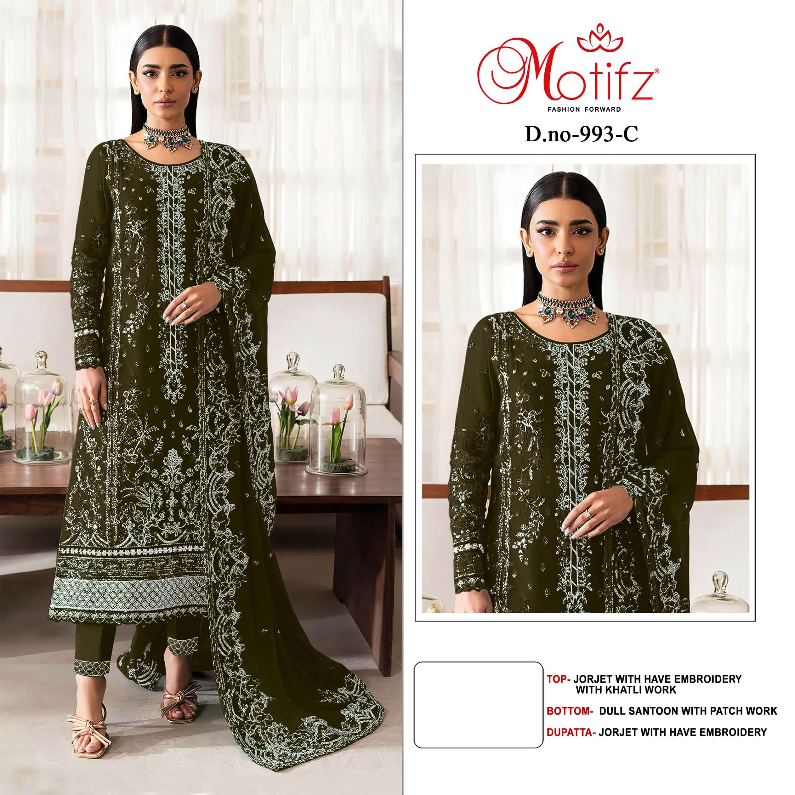 MOTIFZ 933 COLOUR HEAVY GEORGETTE  EMBROIDERY PAKISTANI DRESSES-00201
