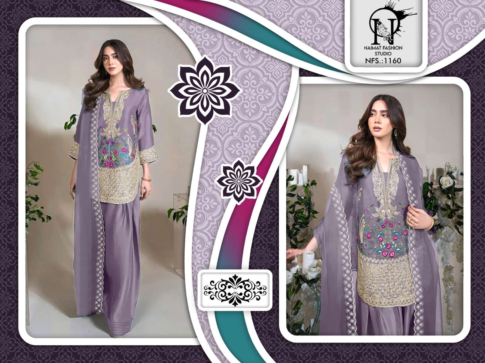 NAIMAT FASHION NFS-1160 PURE SATIN EMBROIDERY PAKISTANI DRESSES-00088