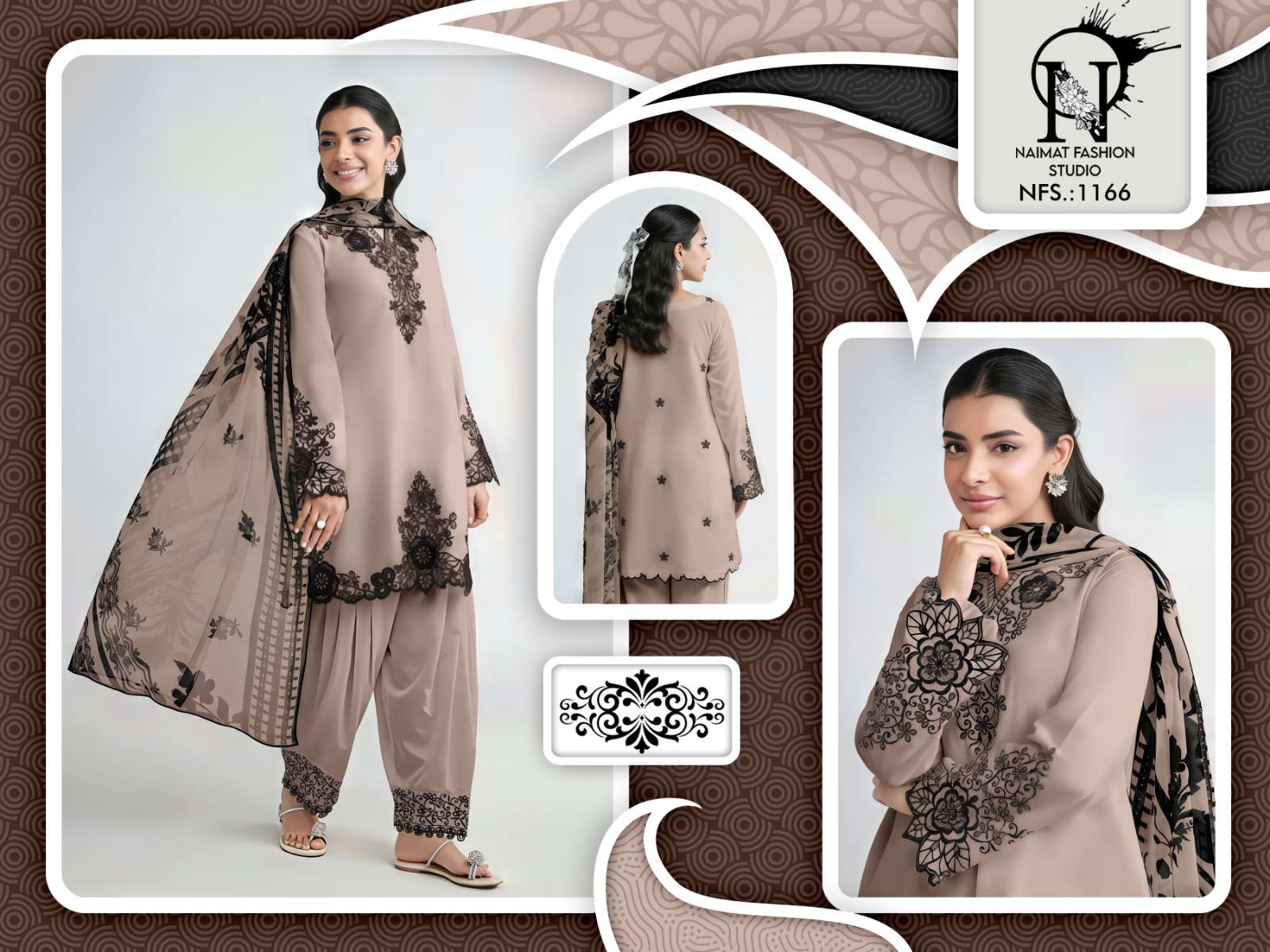 NAIMAT FASHION NFS-1166 PURE SATIN EMBROIDERY PAKISTANI DRESSES-00088