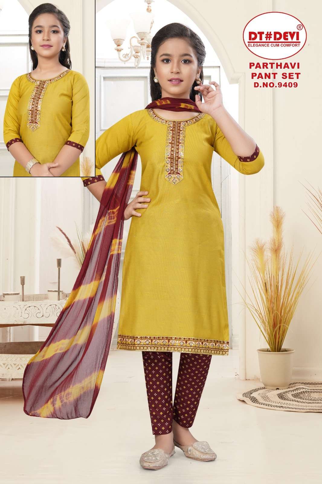 PARTHAVI 9409 BY ASLIWHOLESALE DESIGNER PURE VETICAN EMBROIDERY KIDS DRESSES-00308