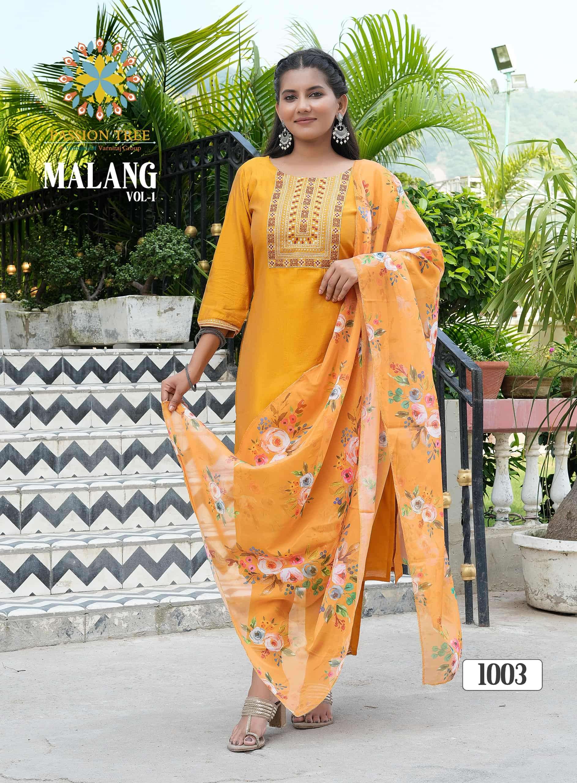 PASSION TREE MALANG VOL-01 2001 TO 2008 SERIES  PURE SILK EMBROIDERY DRESSES-00014
