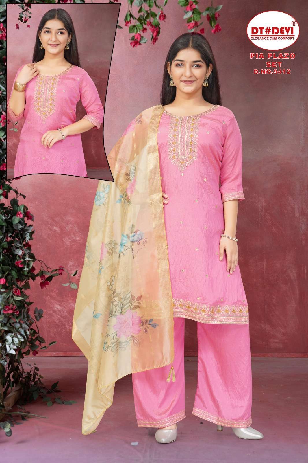 PIA 9412 BY ASLIWHOLESALE DESIGNER PURE VICHITRA SILK EMBROIDERY DRESSES-00308
