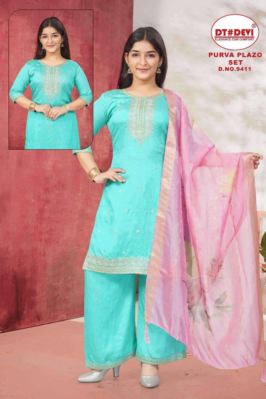 PURVA 9411 BY ASLIWHOLESALE DESIGNER PURE VICHITRA SILK EMBROIDERY DRESSES-00308