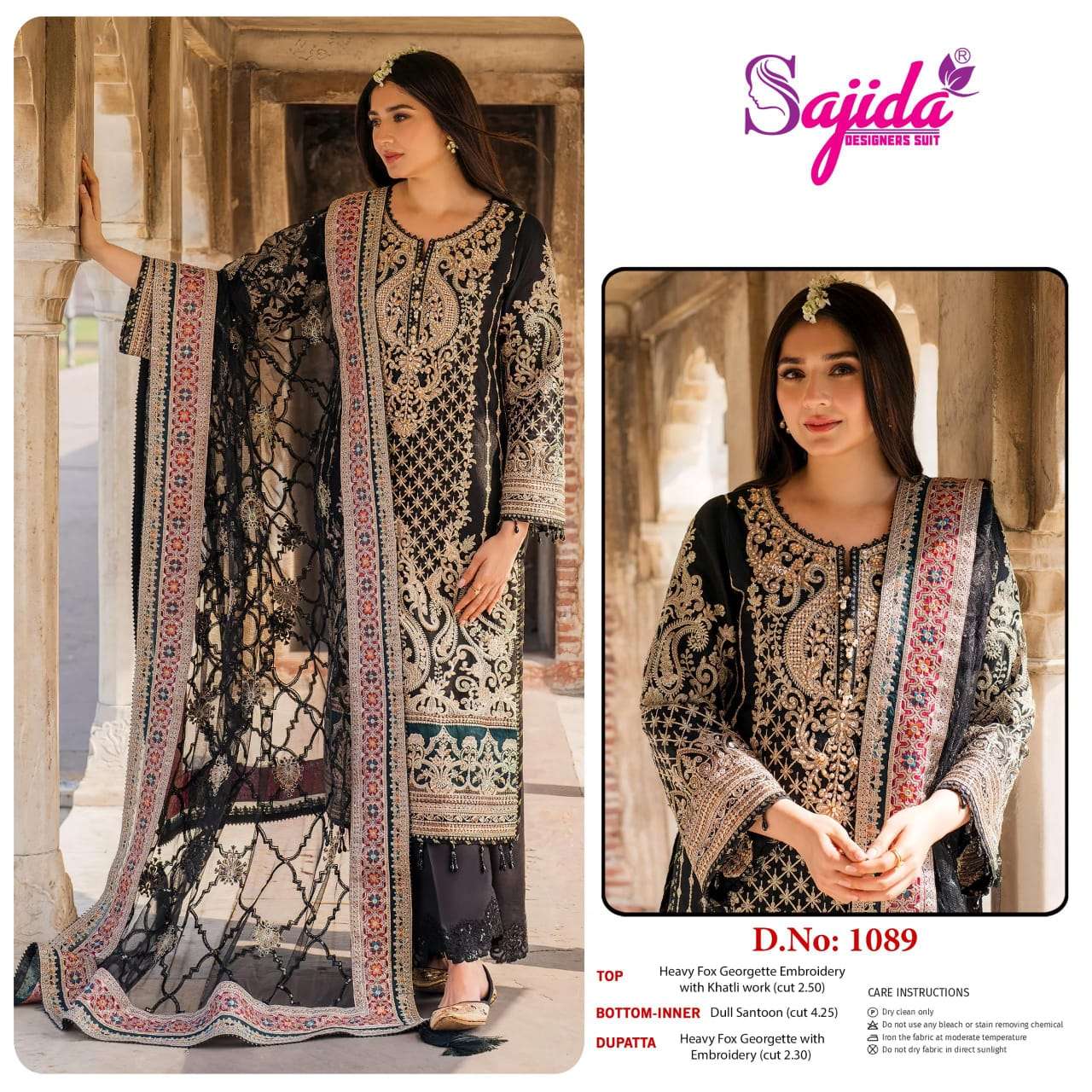 SAJIDA SD-1089 PURE GEORGETTE EMBROIDERY PAKISTANI DRESS-00201