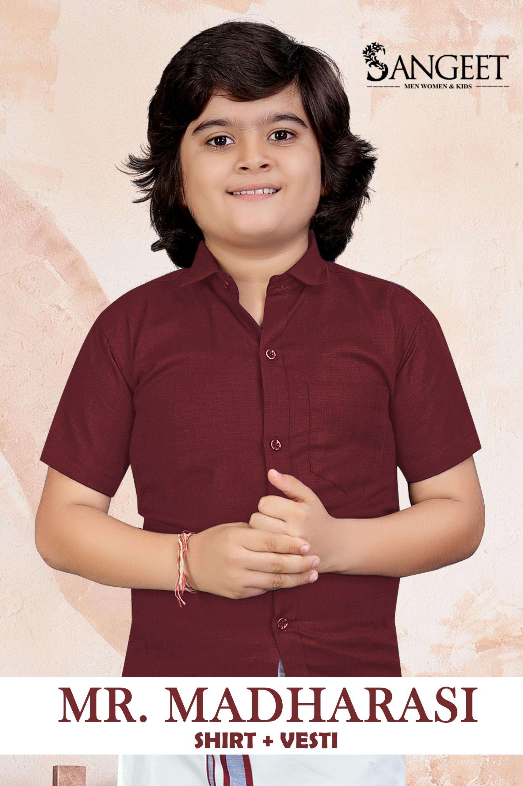 SANGEET MR.MADHARASI PURE COTTON PRINTED SHIRT-VESTI-00305