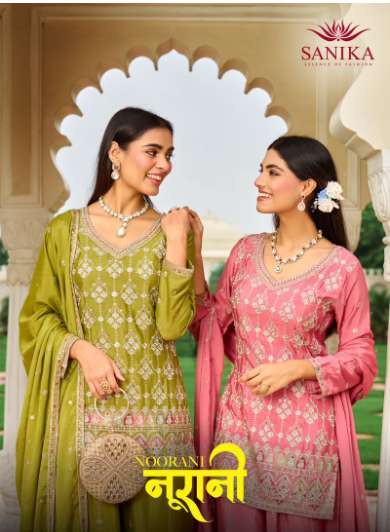 SANIKA FASHION NOORANI 6001 TO 6003 SERIES PURE CHINON SILK DRESSES-00028