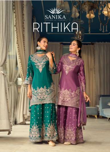 SANIKA FASHION RITHIKA 1201 TO 1203 SERIES PURE CHINON SILK DRESSES-00028