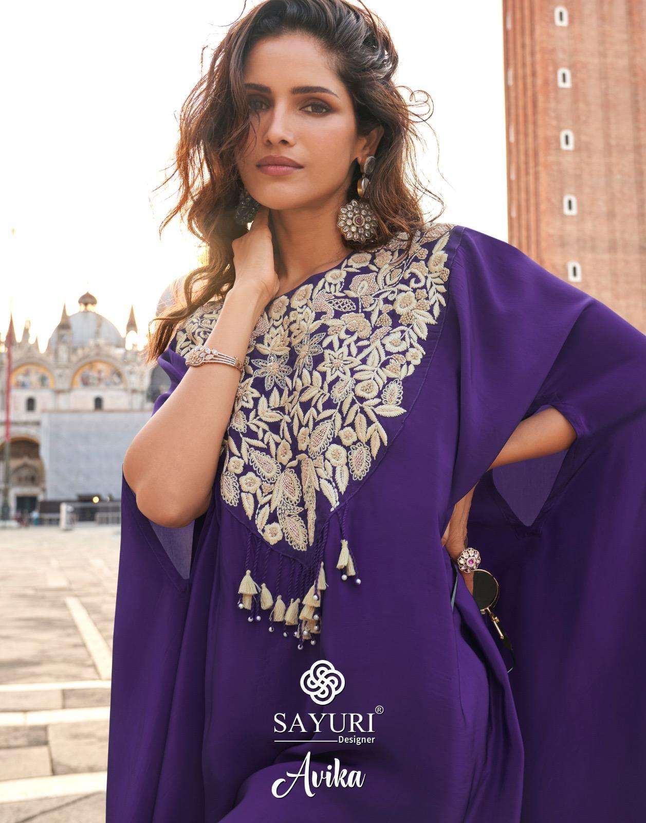 SAYURI AVIKA 10116 TO 10117 SERIES PURE CREPE SILK EMBROIDERY DRESSES-00028