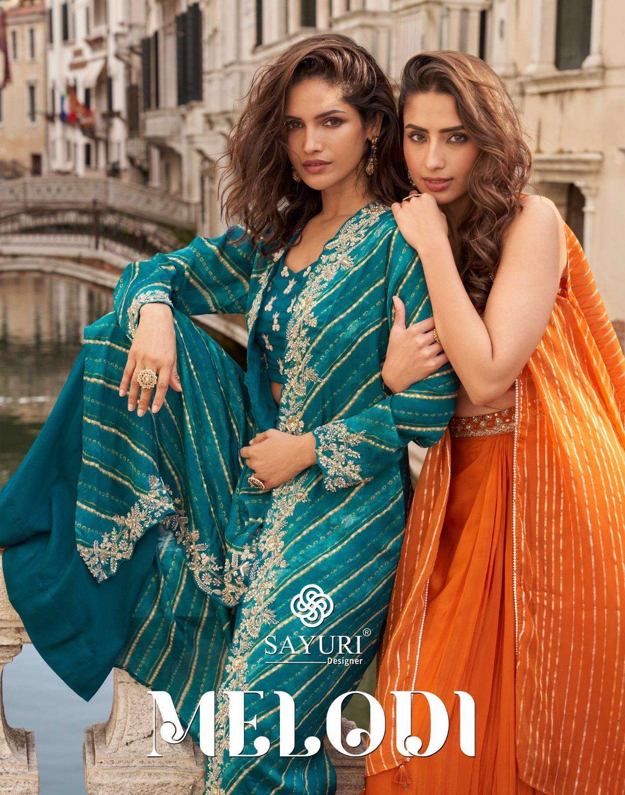 SAYURI MELODI 10100 TO 10104 SERIES PURE CHINON SILK EMBROIDERY DRESSES-00028