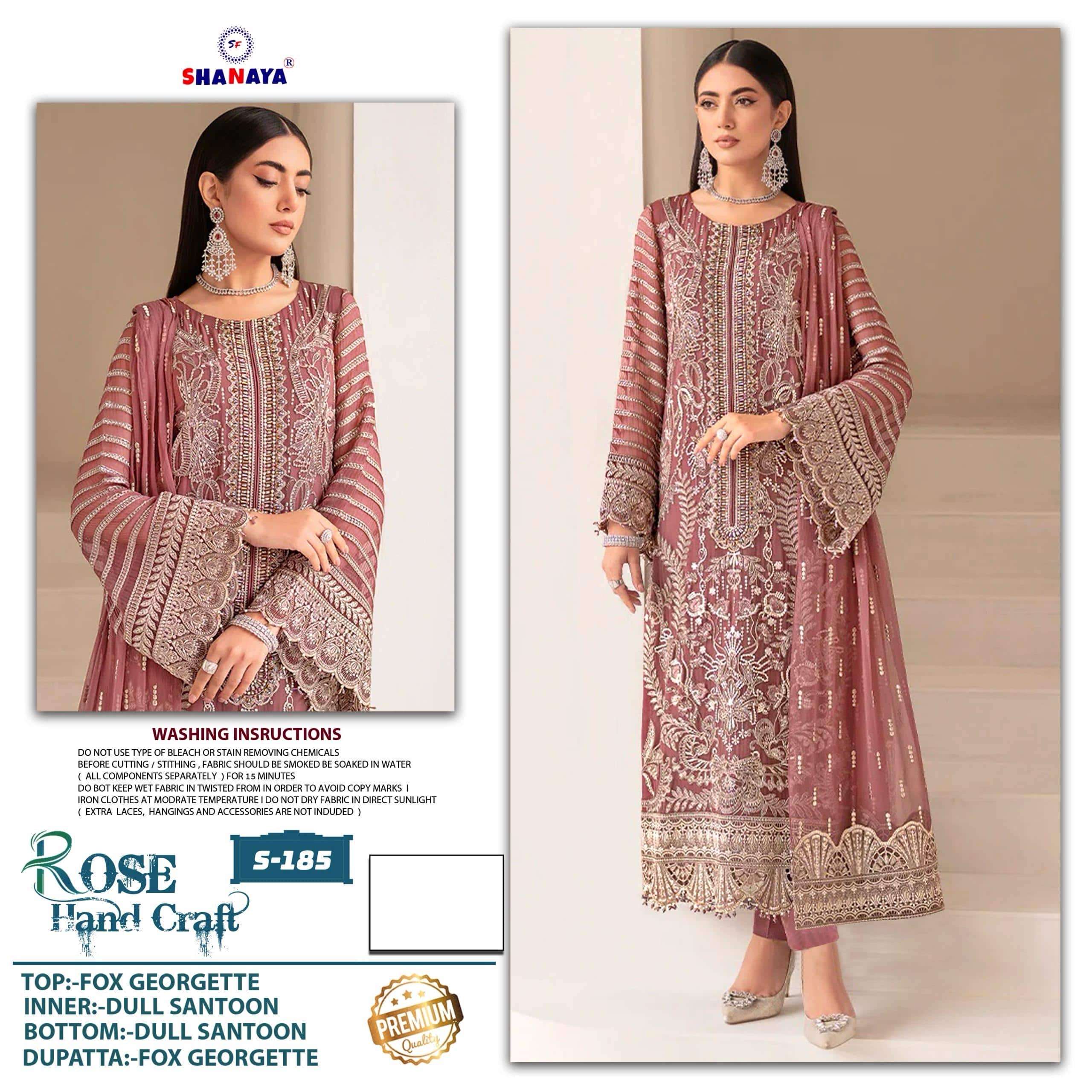 SHANAYA FASHION ROSE HAND CRAFT S-185 PURE FAUX GEORGETTE PAKISTANI DRESS-00201