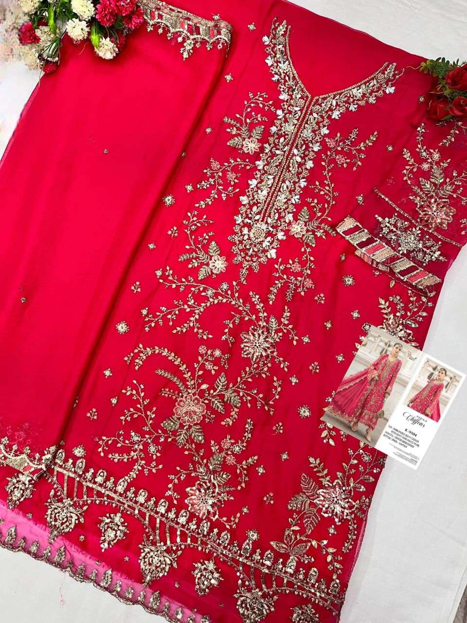 SHREE FAB K-5504 PURE CHIFFON EMBROIDERY PAKISTANI DRESSES-00201