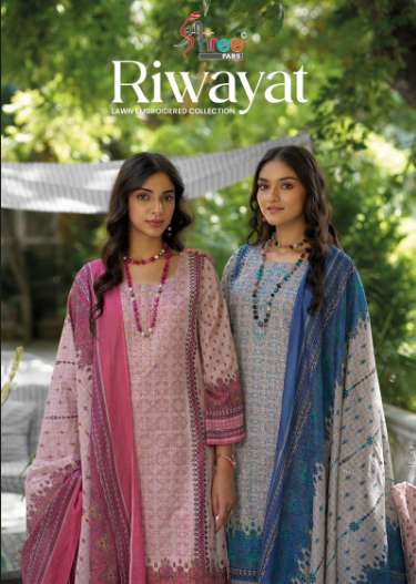 SHREE FAB RIWAYAT VOL-01  1001 TO 1004 SERIES PURE LAWN COTTON PRINTED EMBROIDERY PAKISTANI DRESSES-...