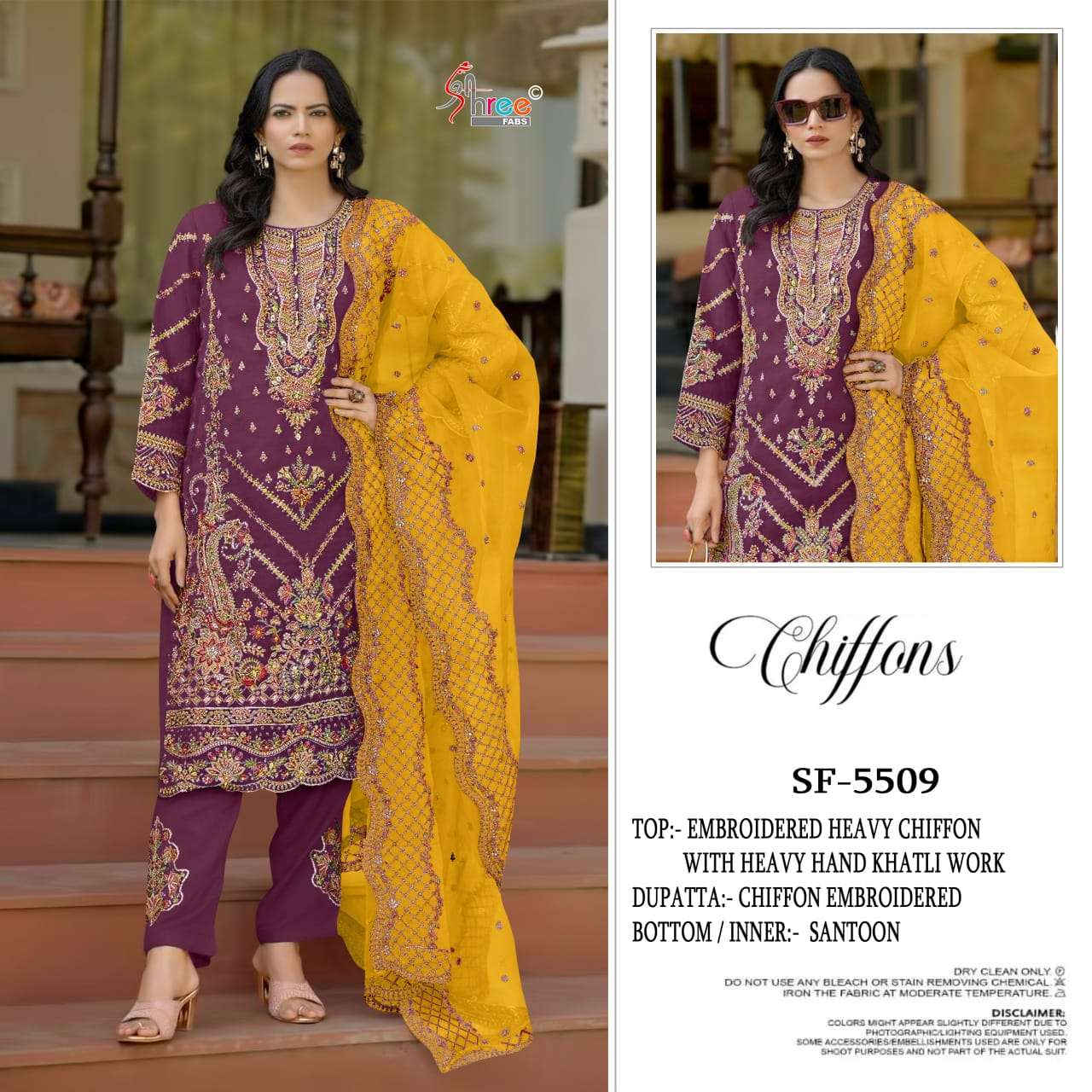 SHREE FAB SF-5509 PURE CHIFFON EMBROIDERY PAKISTANI DRESSES-00201