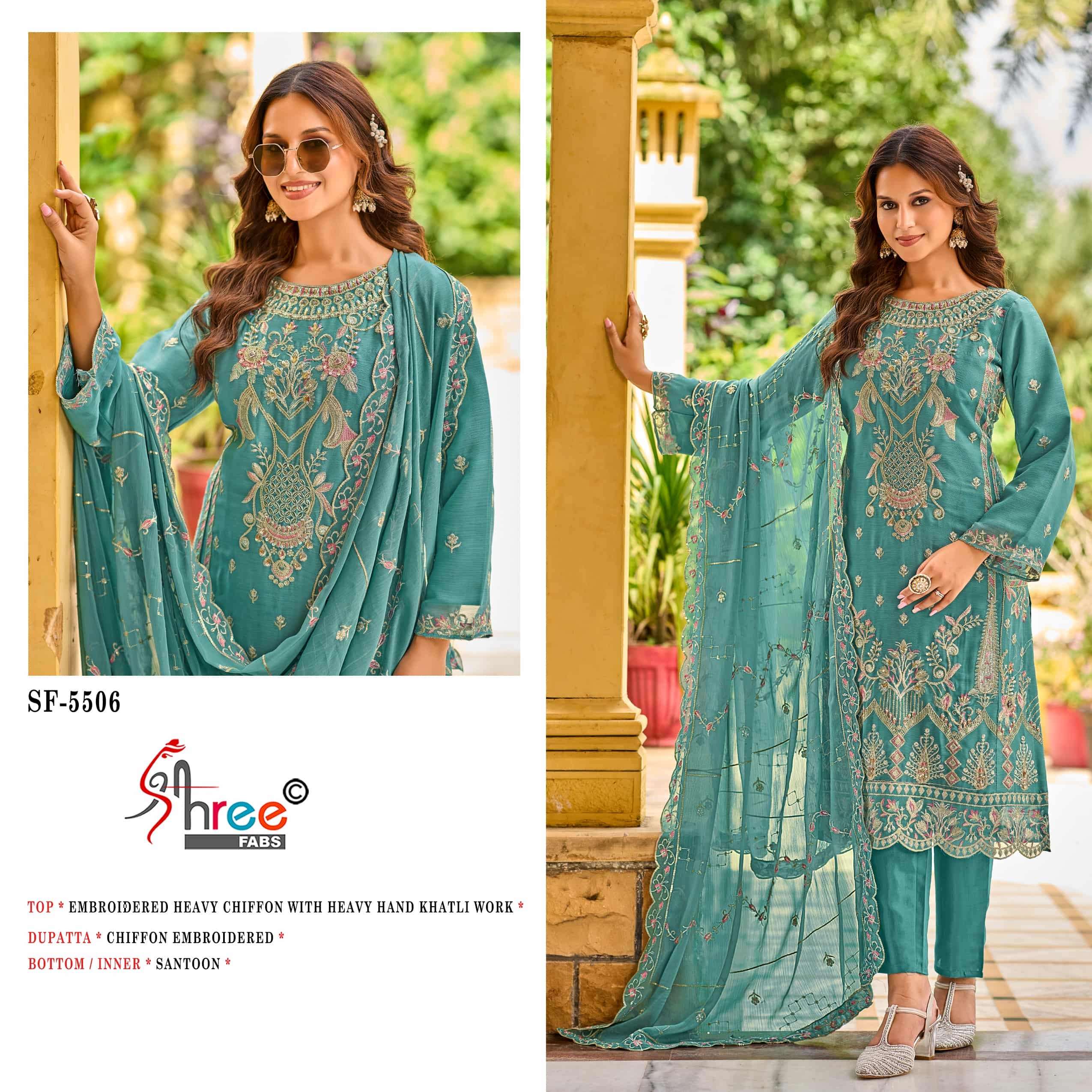 SHREE FAB SR-5506 PURE CHIFFON EMBROIDERY PAKISTANI DRESSES-00201