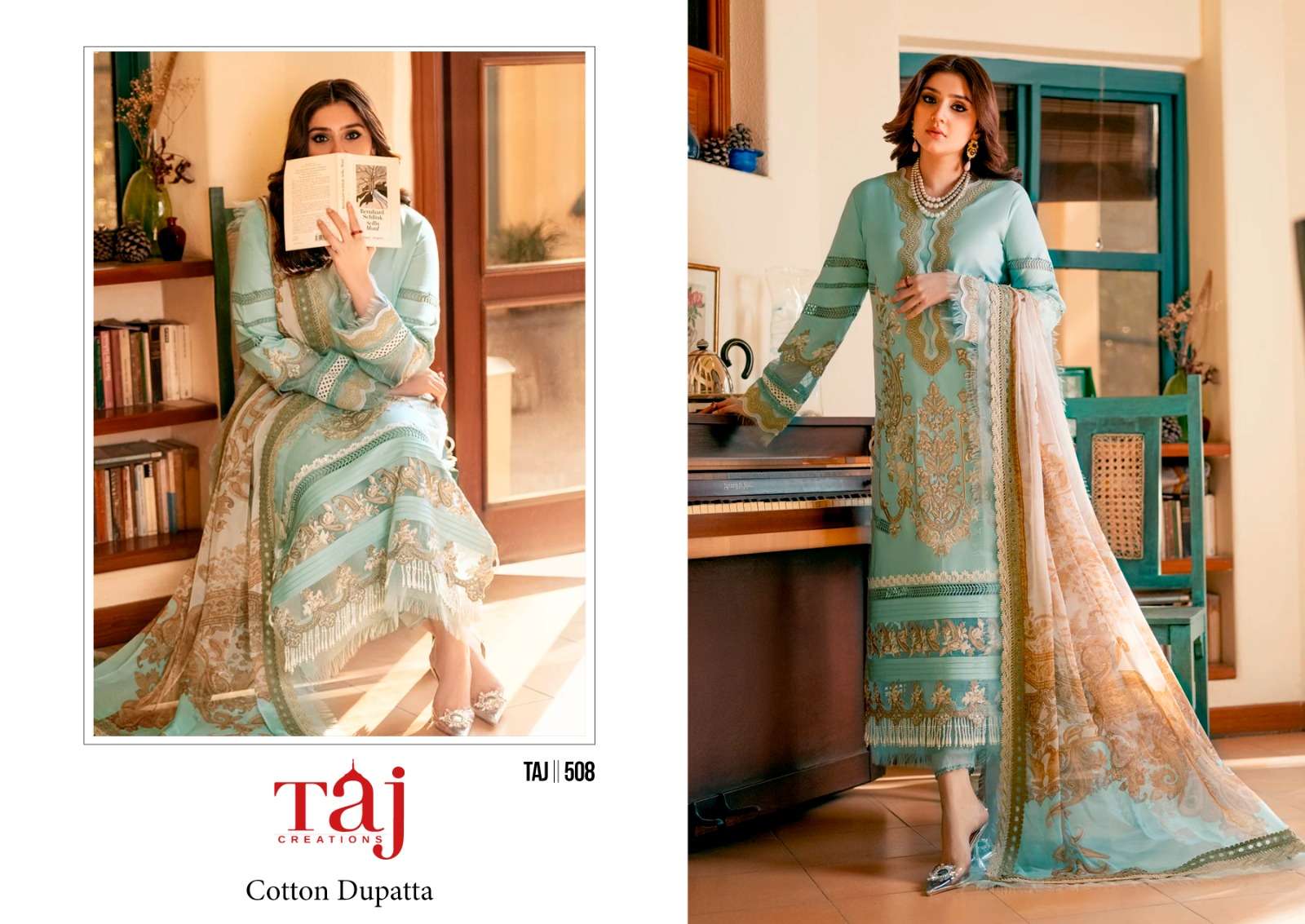 TAJ CREATION 508 PURE COTTON PRINTED EMBROIDERY PAKISTANI DRESS-00062