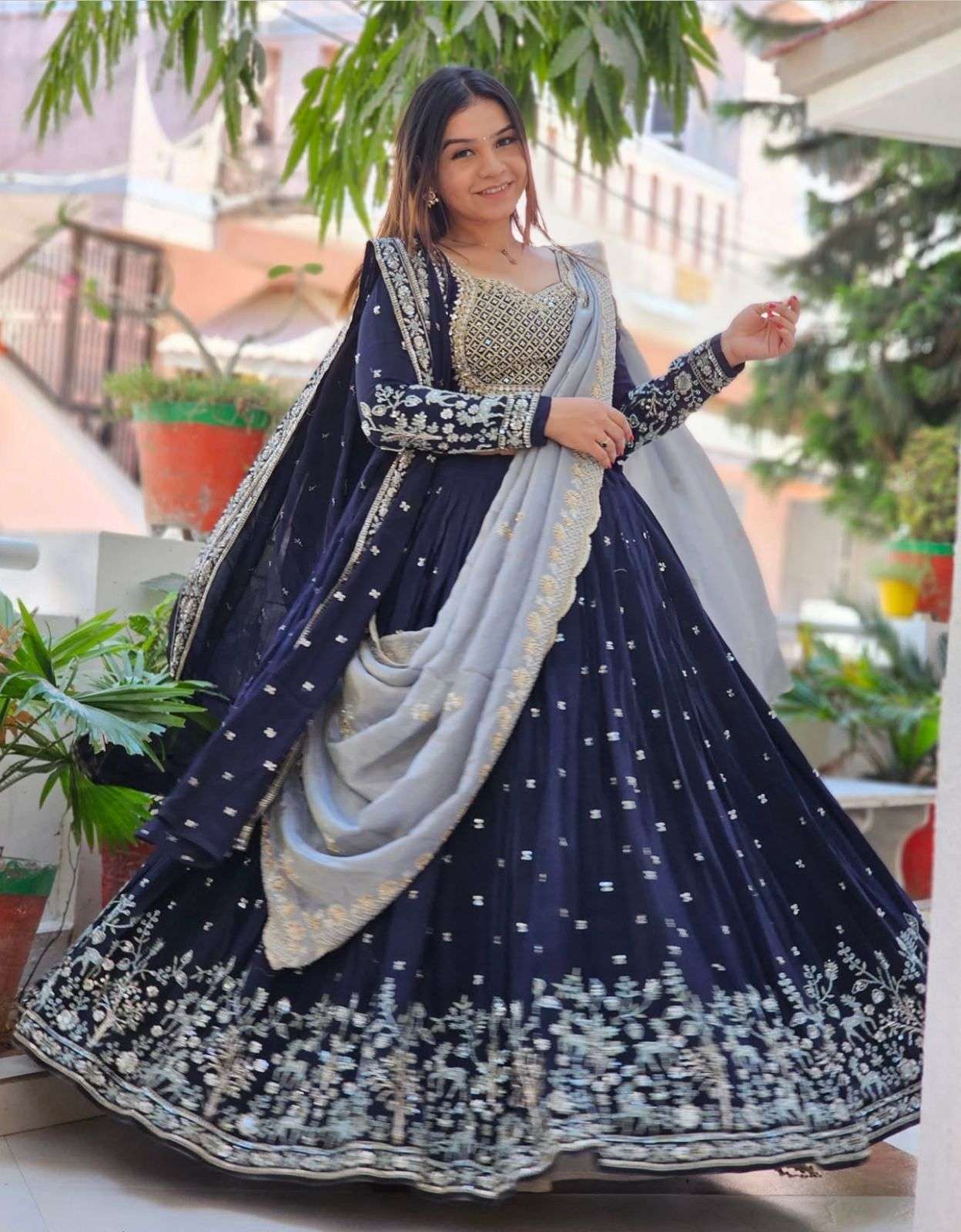 TAPI-291 BY ASLIWHOLESALE DESIGNER PURE FAUX GEORGETTE EMBROIDERY LEHENGAS-00185