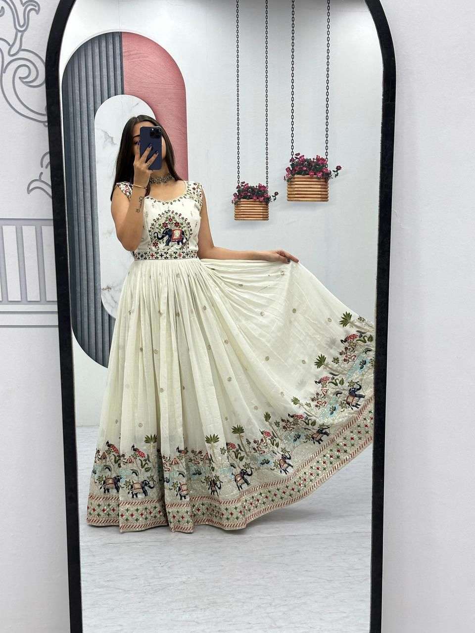 TAPI-292 BY ASLIWHOLESALE DESIGNER PURE CHINON EMBROIDERY GOWN-00185