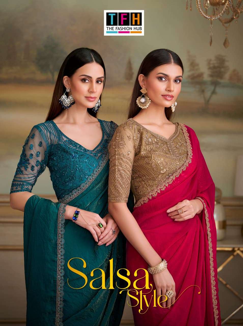 TFH SALSA STYLE VOL-05 8101 TO 8116 SERIES PURE GEOGETTE SAREES-00137