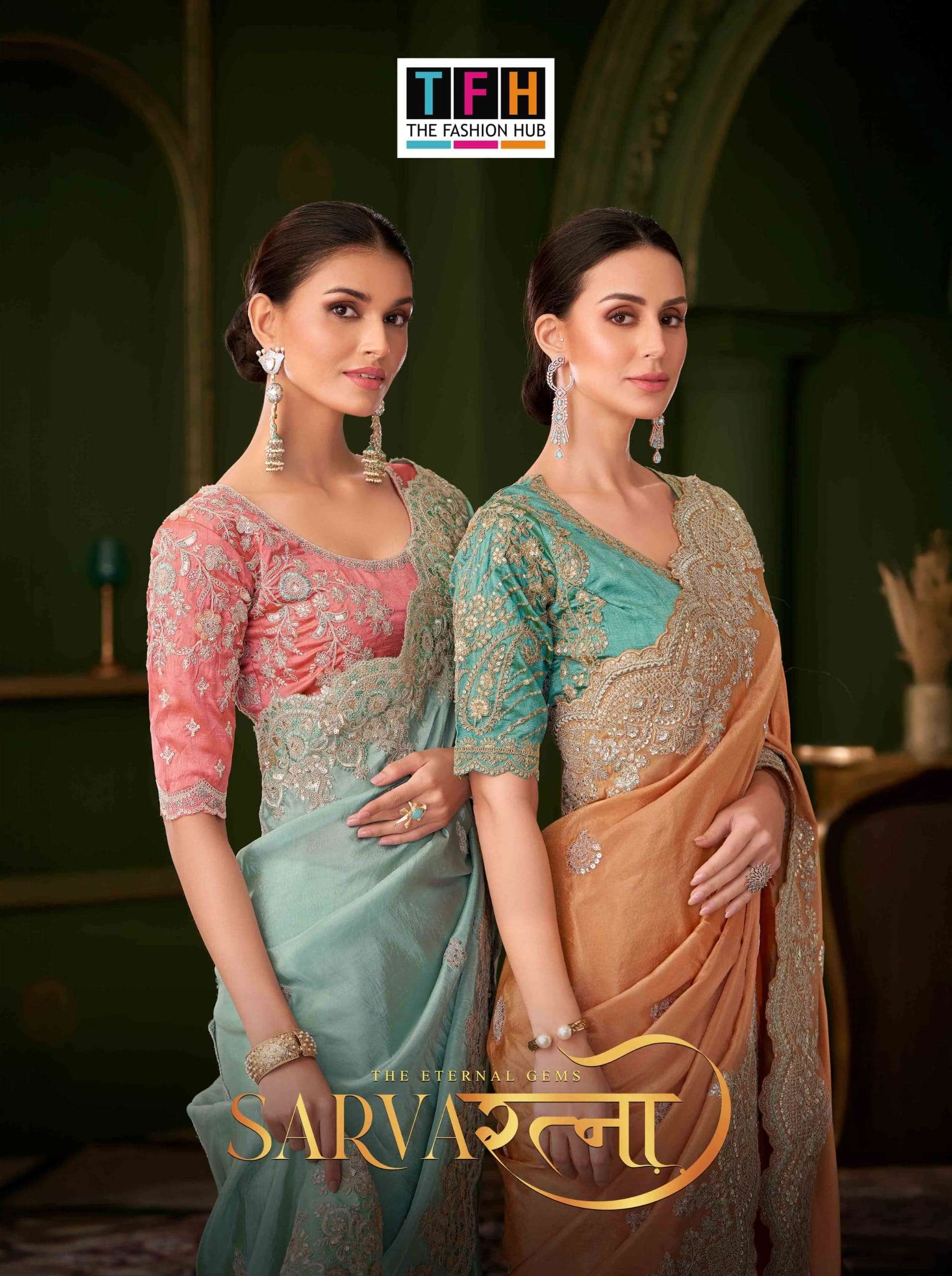 TFH SARVARATNA VOL-02 201  TO 212 SERIES PURE GEORGETTE SILK SAREES-00137