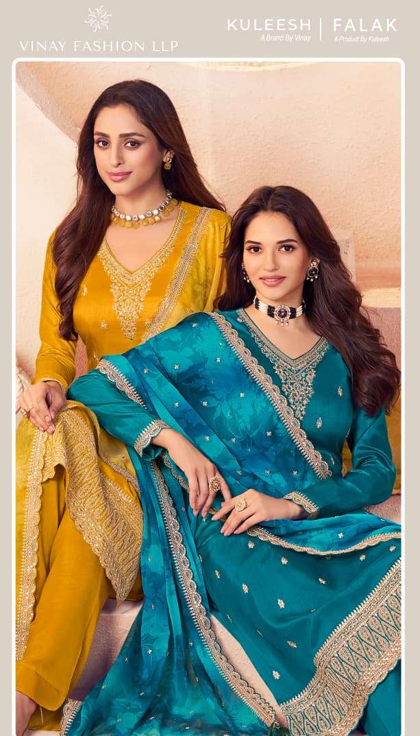 VINAY FASHION KULEESH FALAK 77101 TO 77104 SERIES PURE SILK EMBROIDERY DRESSES-00025