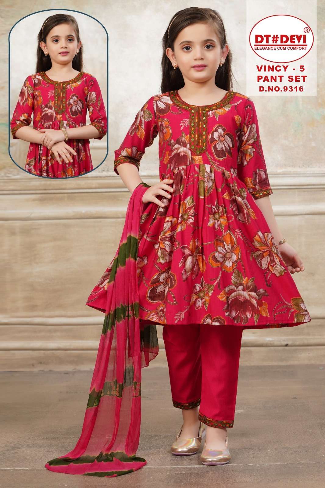 VINCY-5 9316 BY ASLIWHOLESALE DESIGNER PURE BERNIL SILK EMBROIDERY KIDS DRESSES-00308