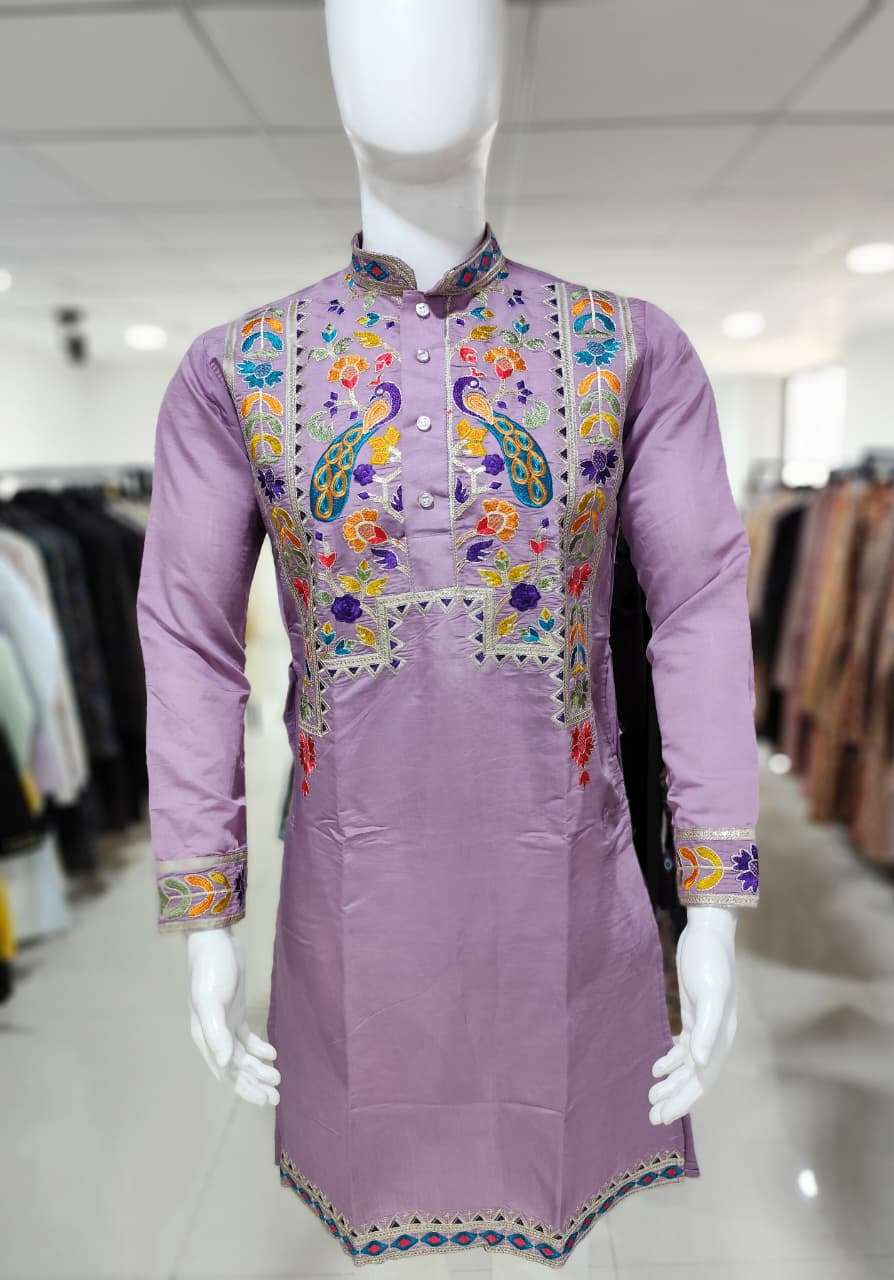 VIVAH BY ASLIWHOLESALE DESIGNER PURE SILK EMBROIDERY MENS WEAR-00280