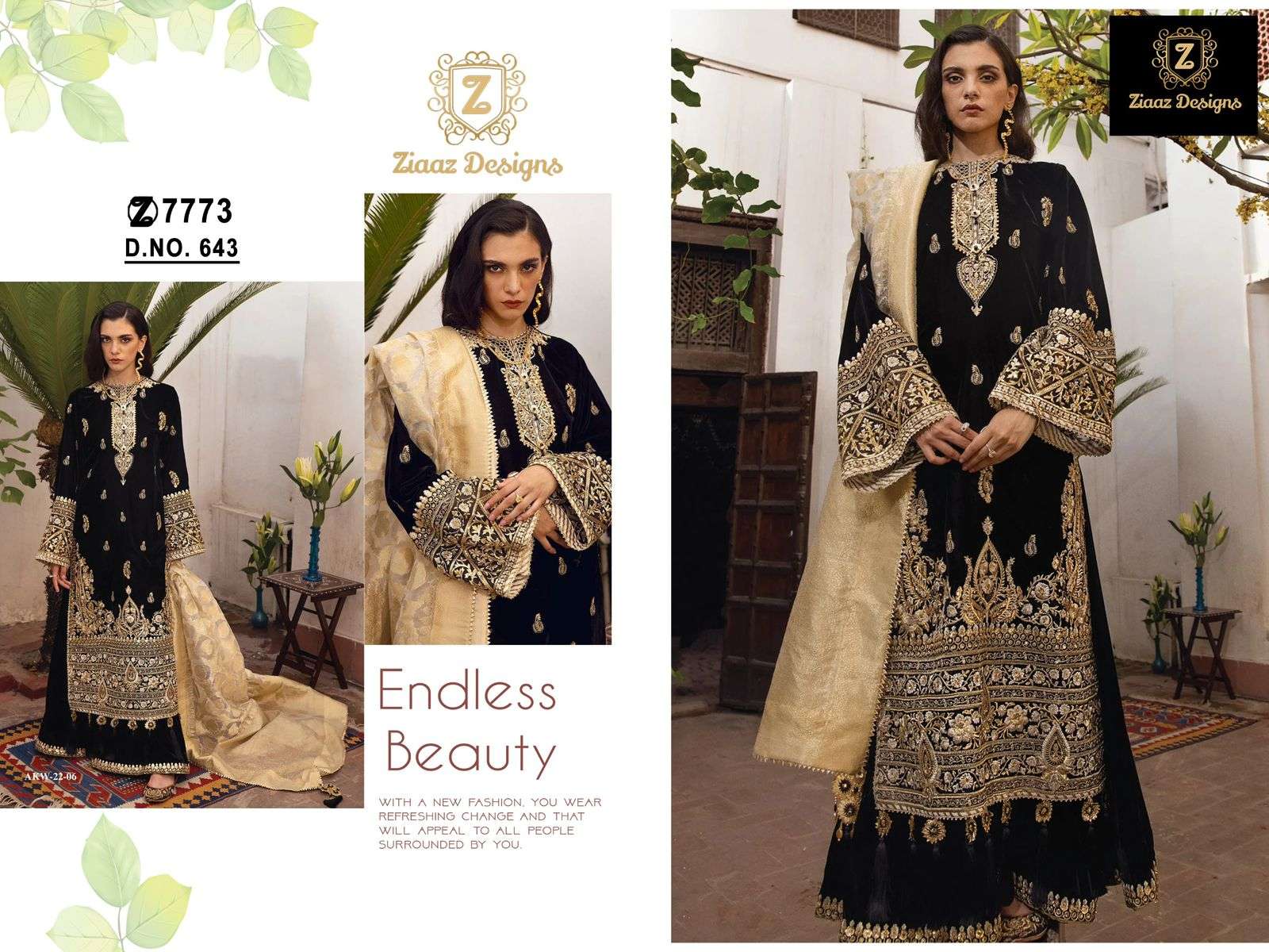 ZIAAZ 643 PURE VELVET EMBROIDERY PAKISTANI DRESS-00201